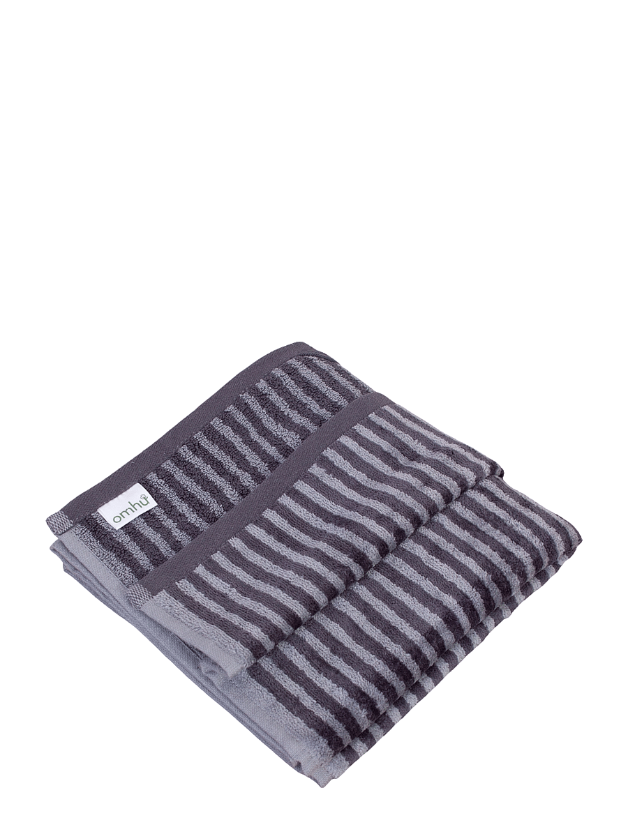 Omhu - Organic striped towel - Terry/velour - grÅ strib - 1