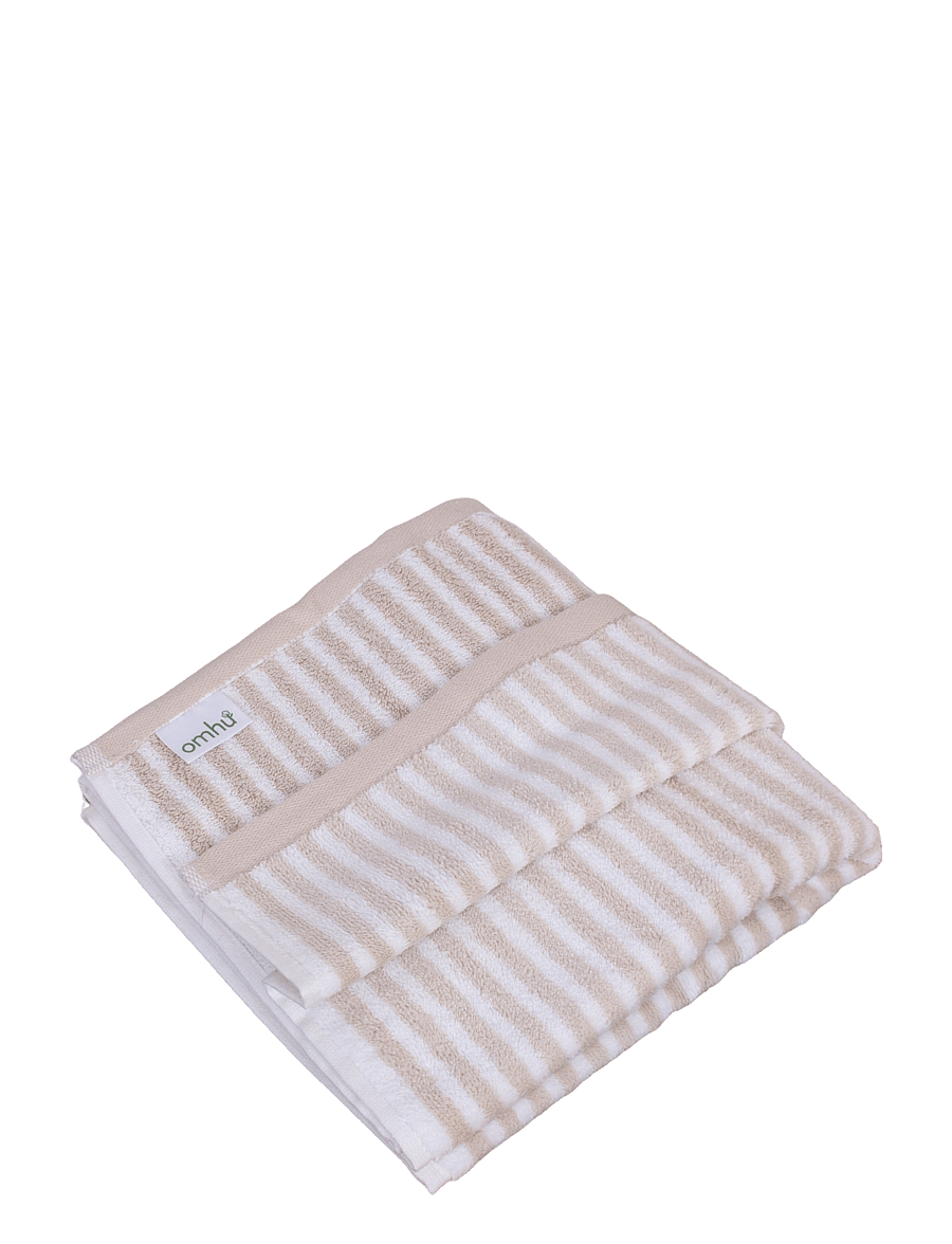 Omhu - Organic striped towel - Terry/velour - sand strib - 1