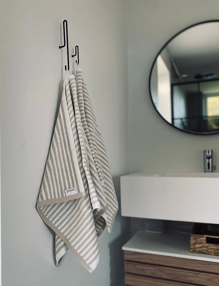 Omhu - Organic striped towel - Terry/velour - sand strib - 3