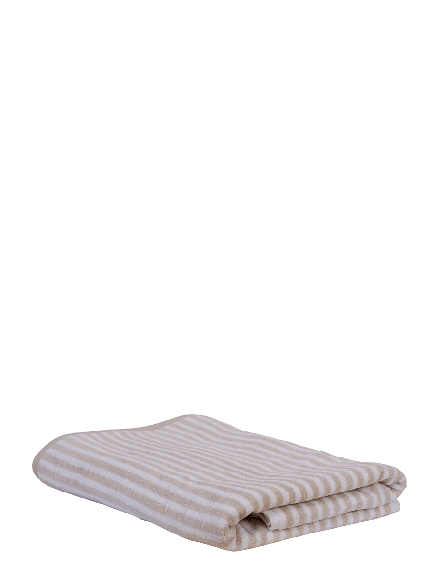 Omhu - Organic striped towel - Terry/velour - sand strib - 2