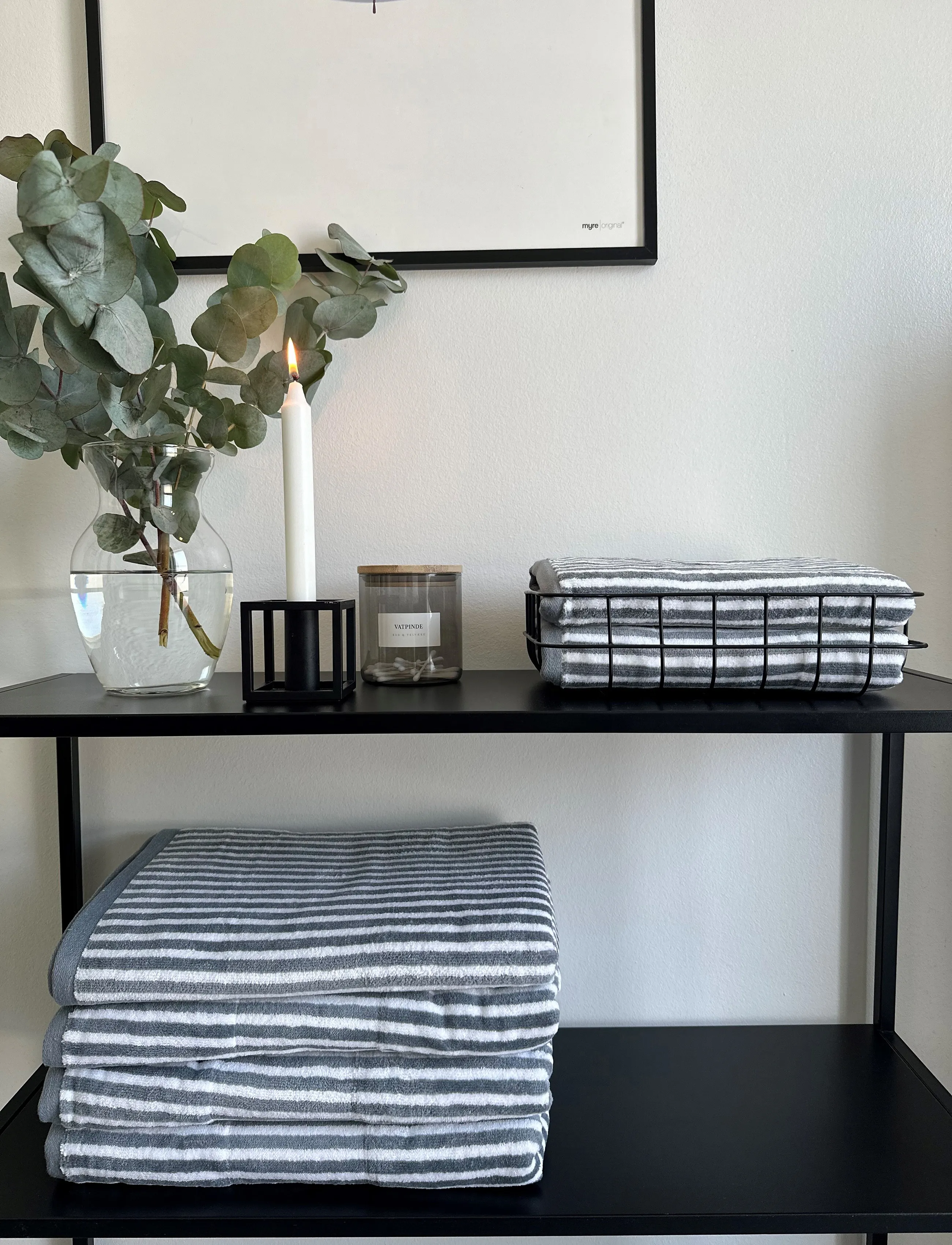 Omhu - Organic striped towel - Terry/velour - lys grÅ strib - 4