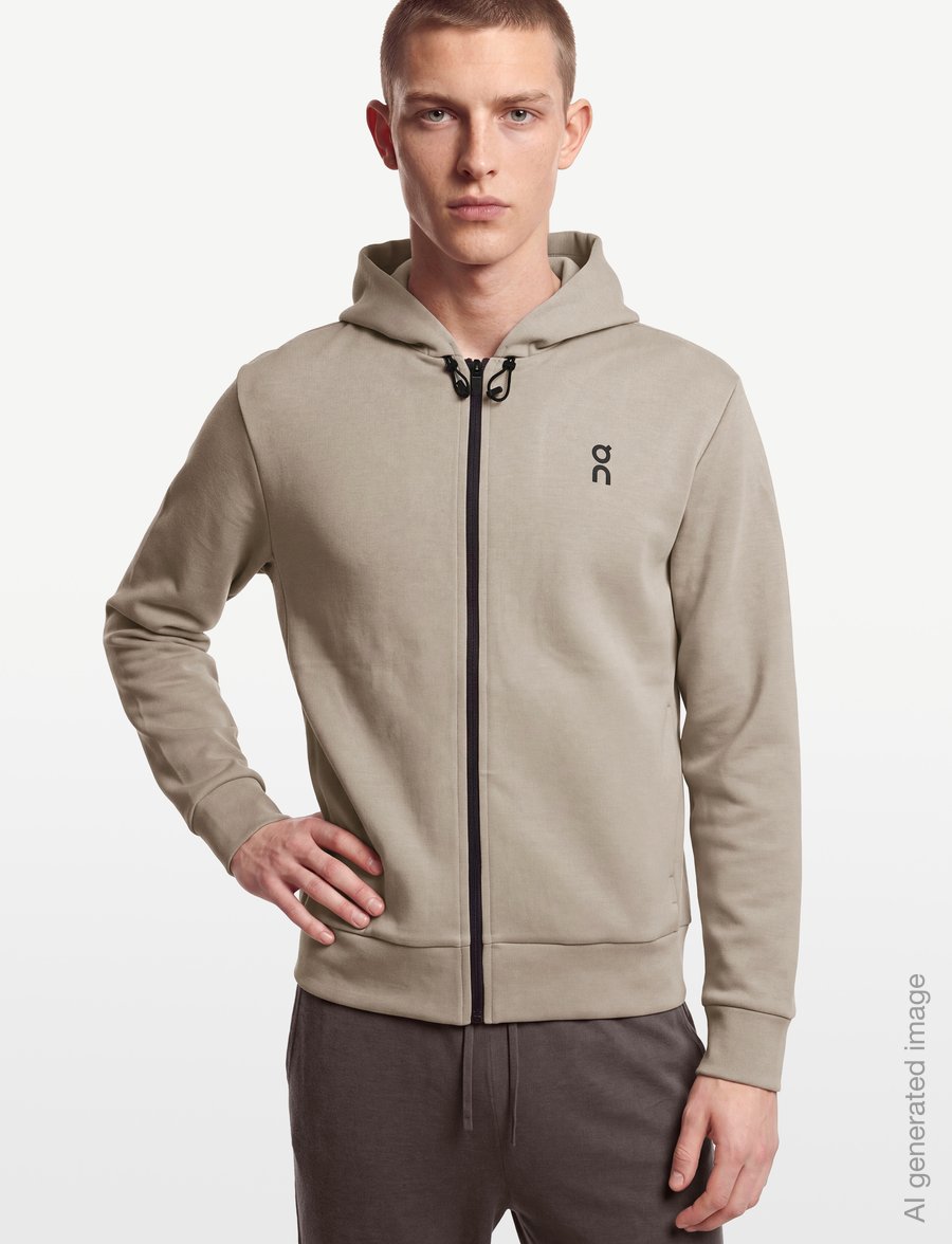 On - Focus Tech Zip Hoodie - huvtröjor - desert - 3