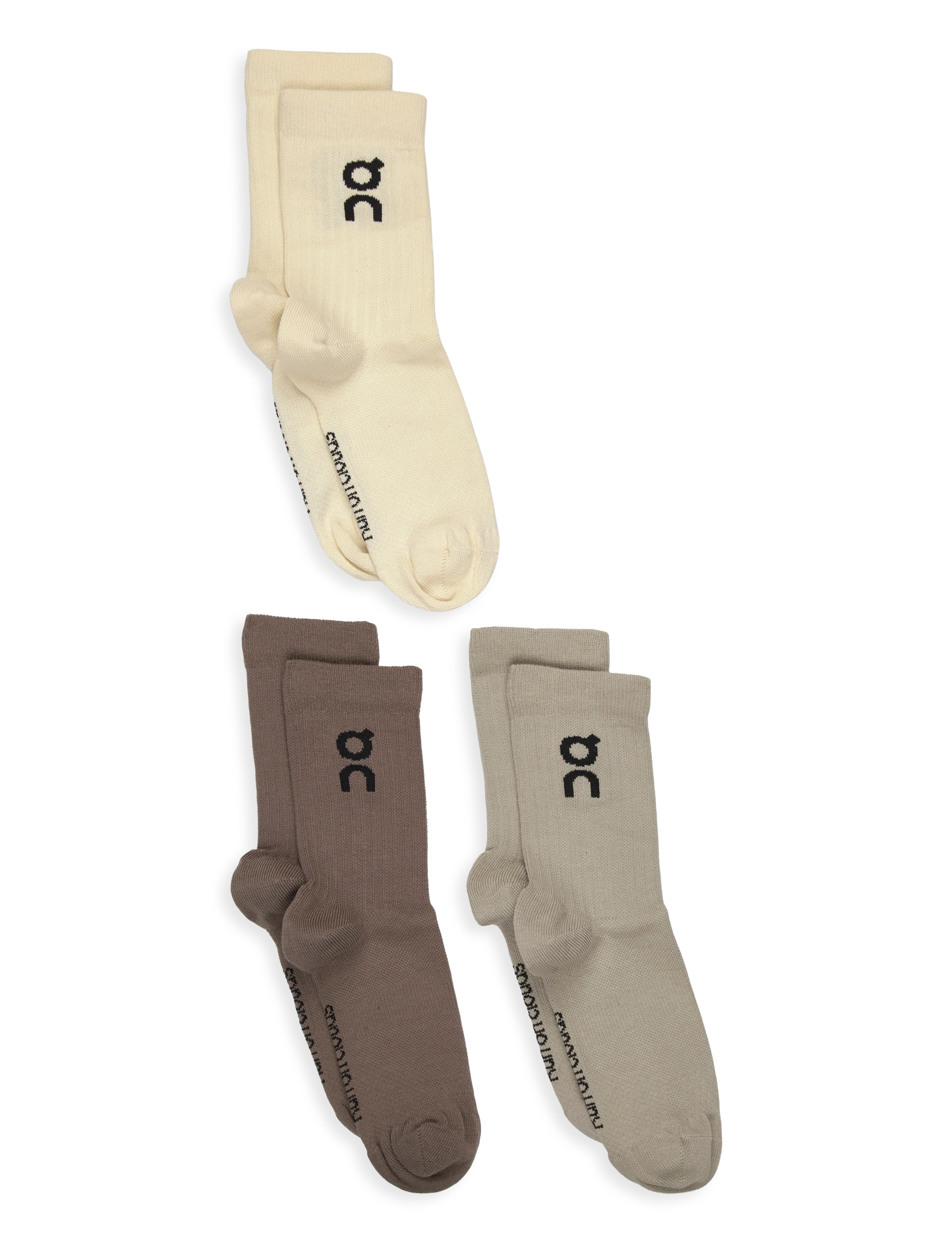 On Logo Sock High 3P - Spordisokid - HARE | BRUME / brown