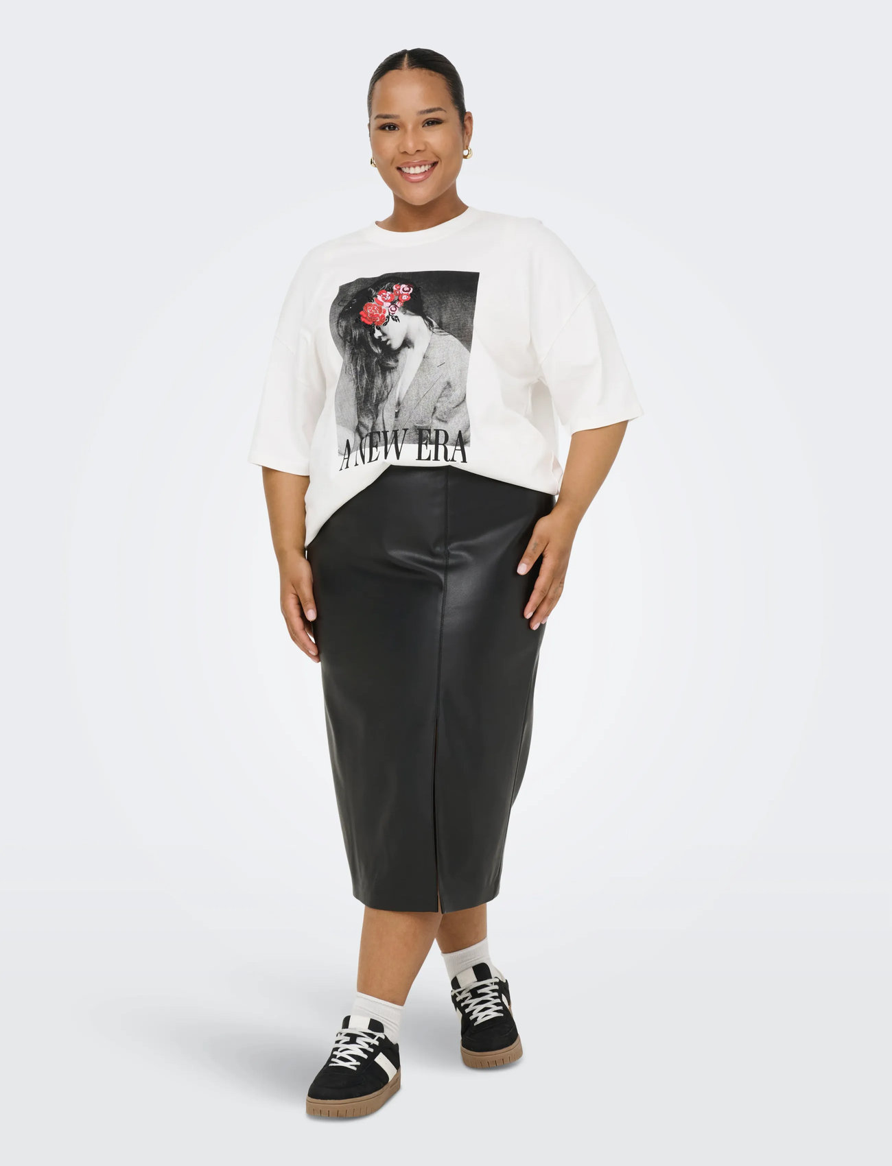 ONLY Carmakoma Carheidihanna Life Faux Leatherskirt Otw - Black - 44
