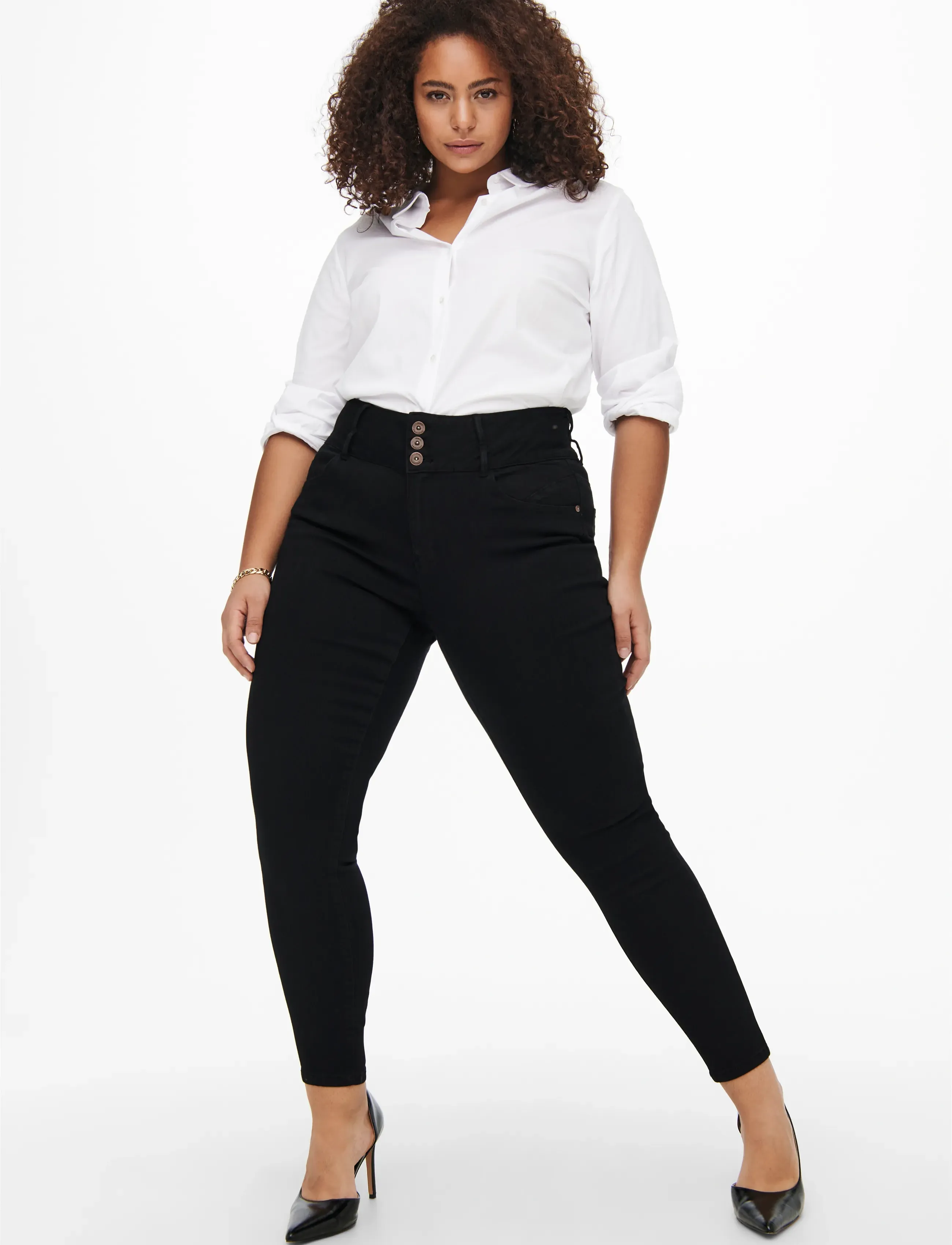 ONLY Carmakoma Caranna Life Hw Sk Ank Jeans Black Noos dam – bild 5