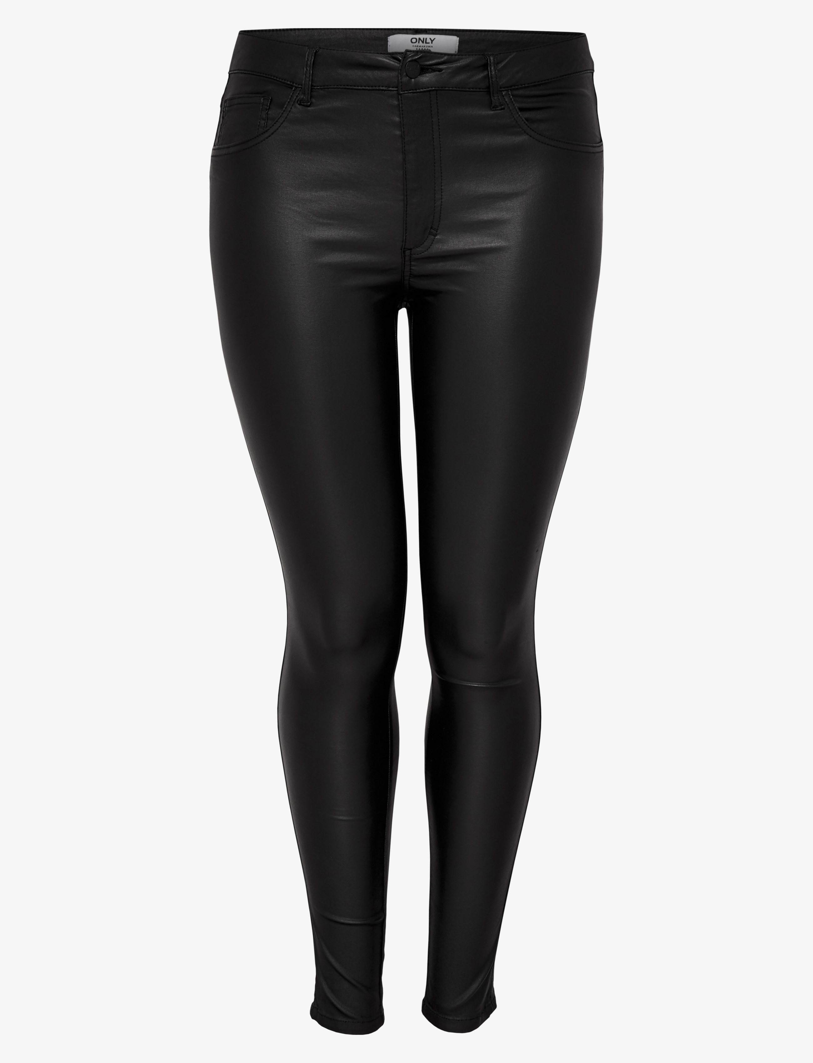 ONLY Carmakoma CARPUNK REG SK COATED PANTS NOOS - Nahkpüksid - BLACK / black