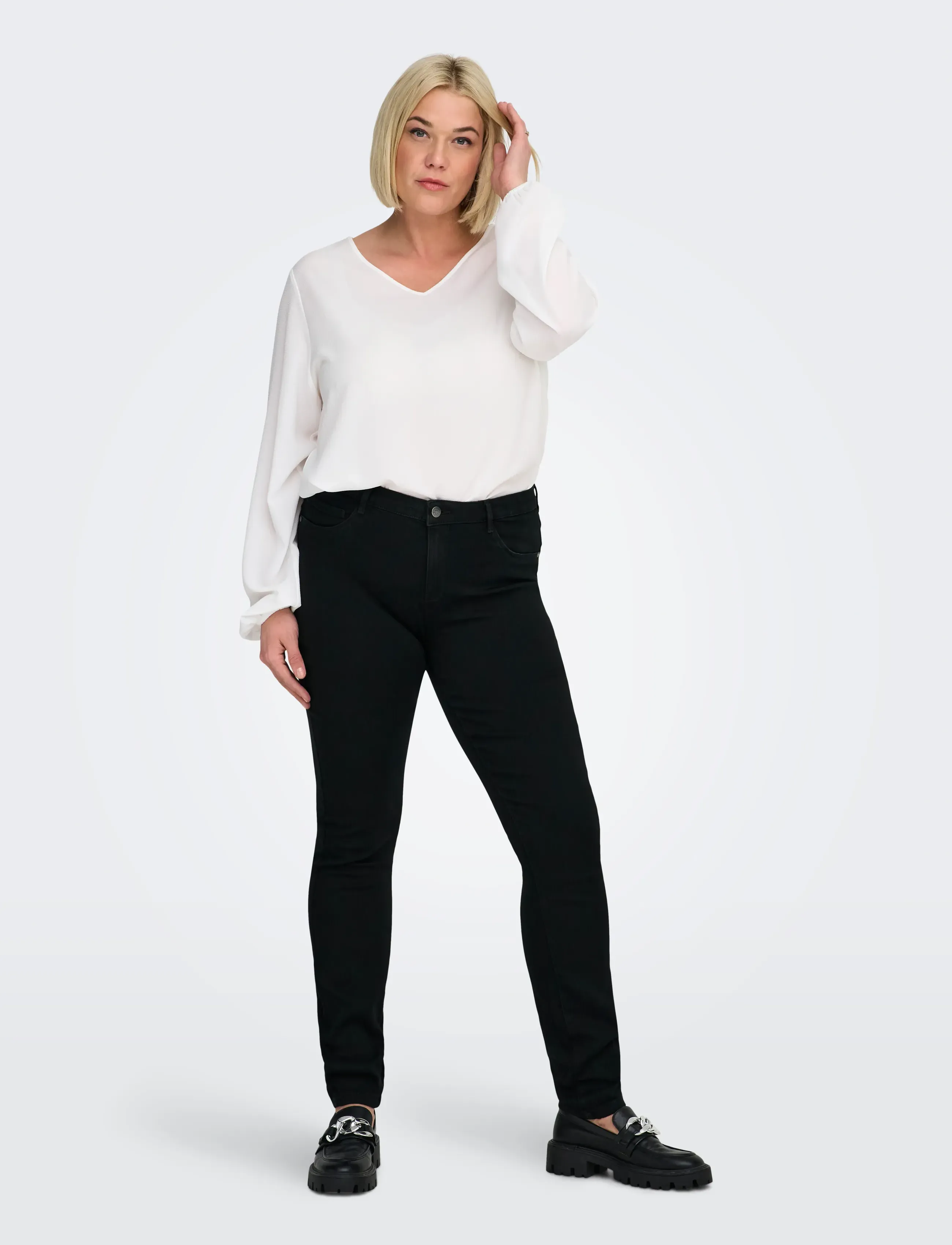 ONLY Carmakoma CARTHUNDER LIFE P UP REG SK JNS BLA NOOS - Vêtements - BLACK / black