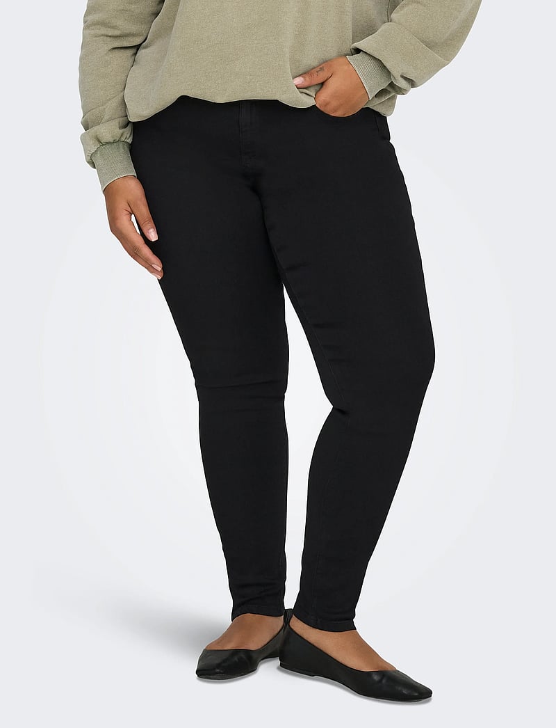 ONLY Carmakoma - CARKARLA REG SK ANKLE ZIP JNS BLACK - skinny jeans - black - 0