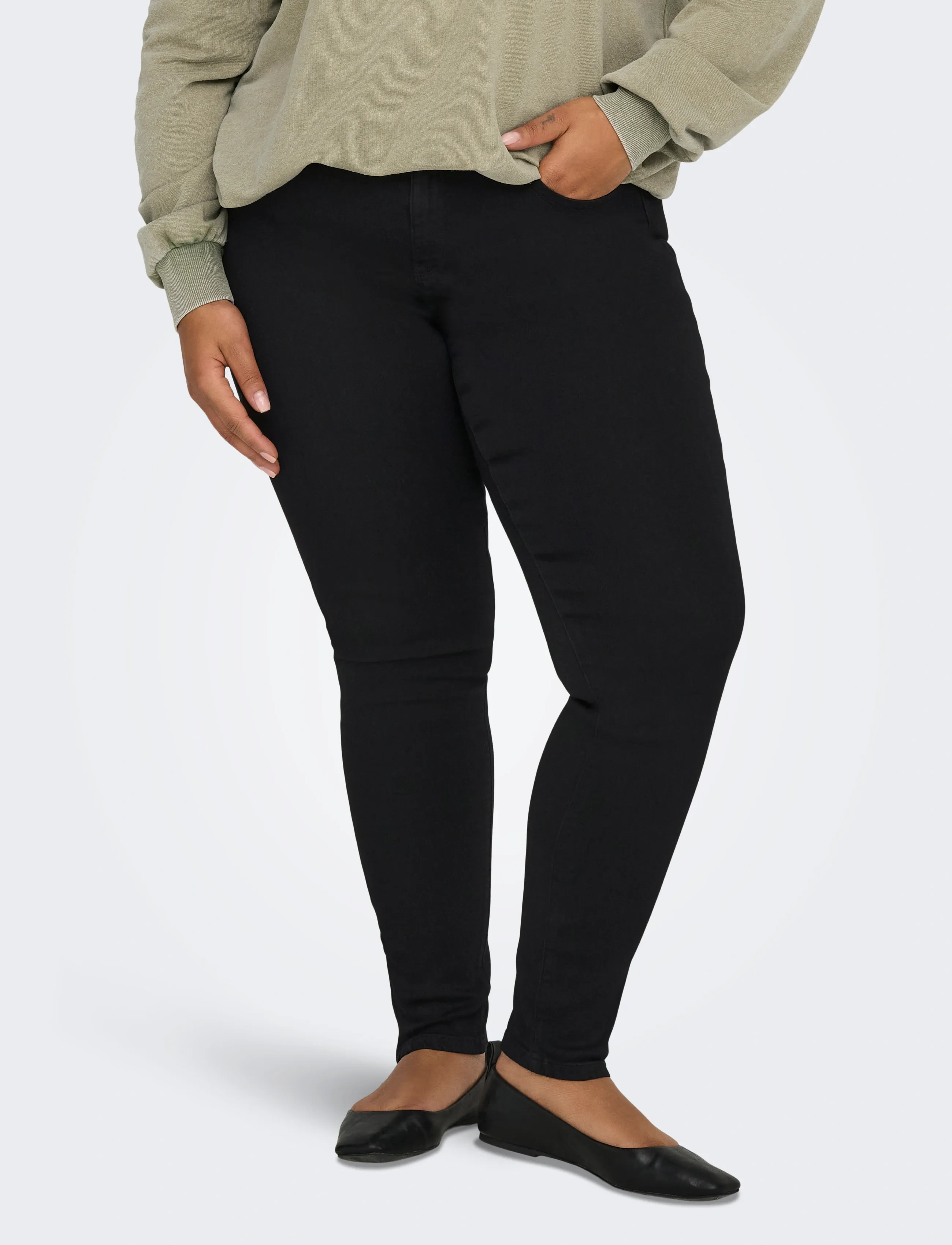 ONLY Carmakoma CARKARLA LIFE REG SK ANK ZIP DNM NOOS - Transitional Layering - BLACK / black