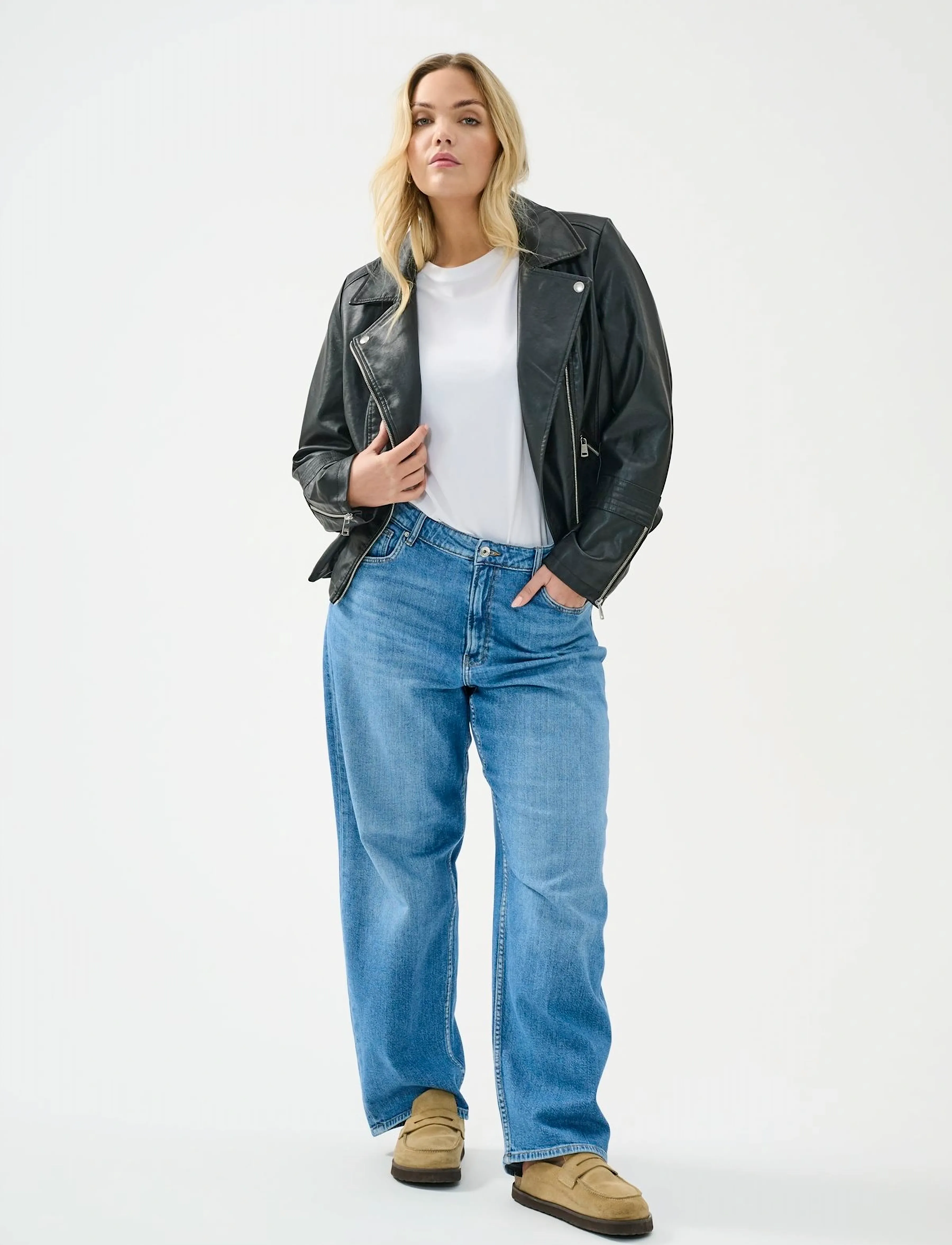 ONLY Carmakoma Caremmy Faux Leather Biker Noos, 48, Jackets, Schwarz - Leather, Frauen