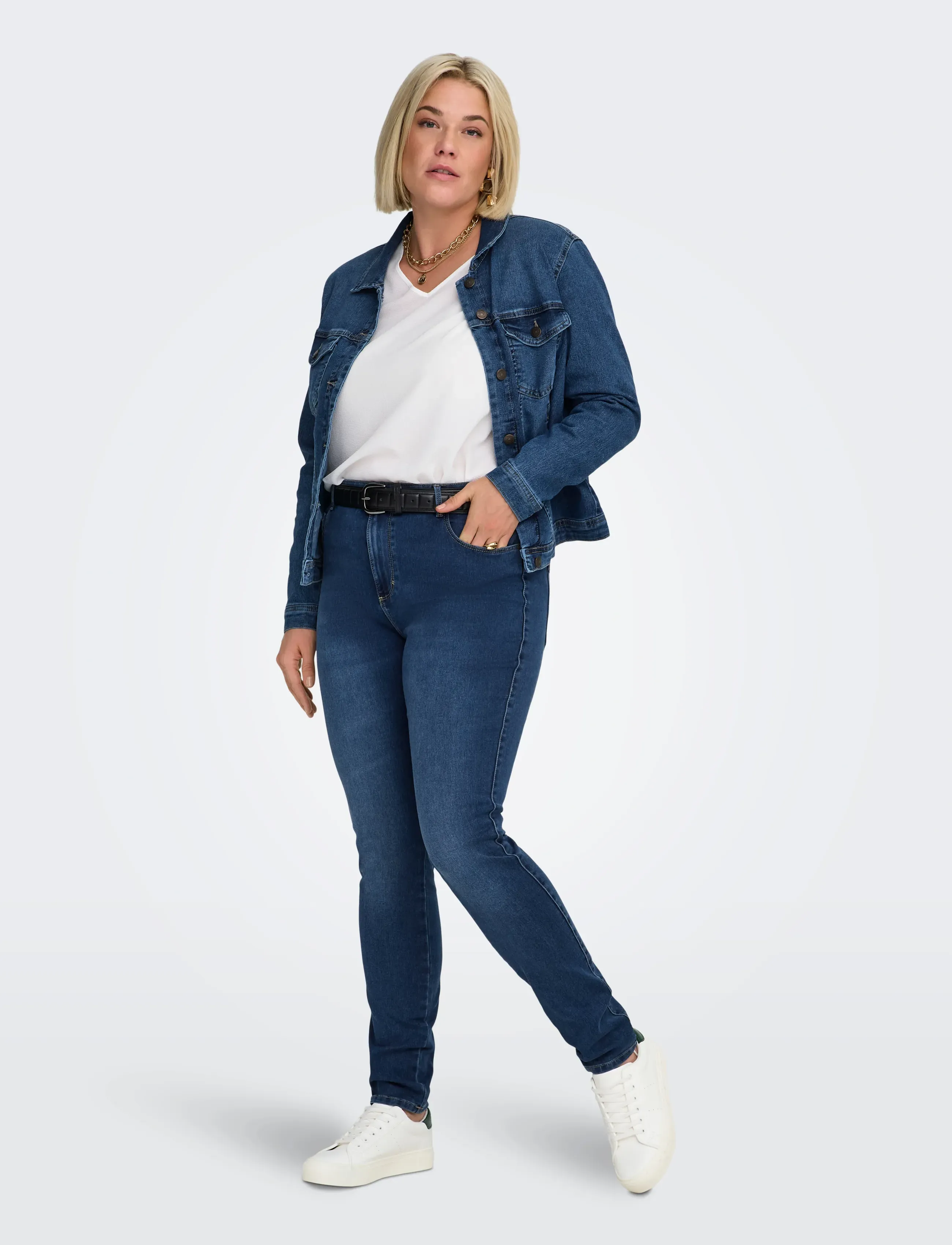 ONLY Carmakoma CARAUGUSTA HW SK DNM JEANS  BJ13964 NOOS - Transitional Layering - MEDIUM BLUE DENIM / blue
