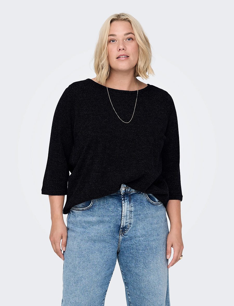 ONLY Carmakoma - CARMARTHA 3/4 TOP JRS - langärmlige tops - black - 0