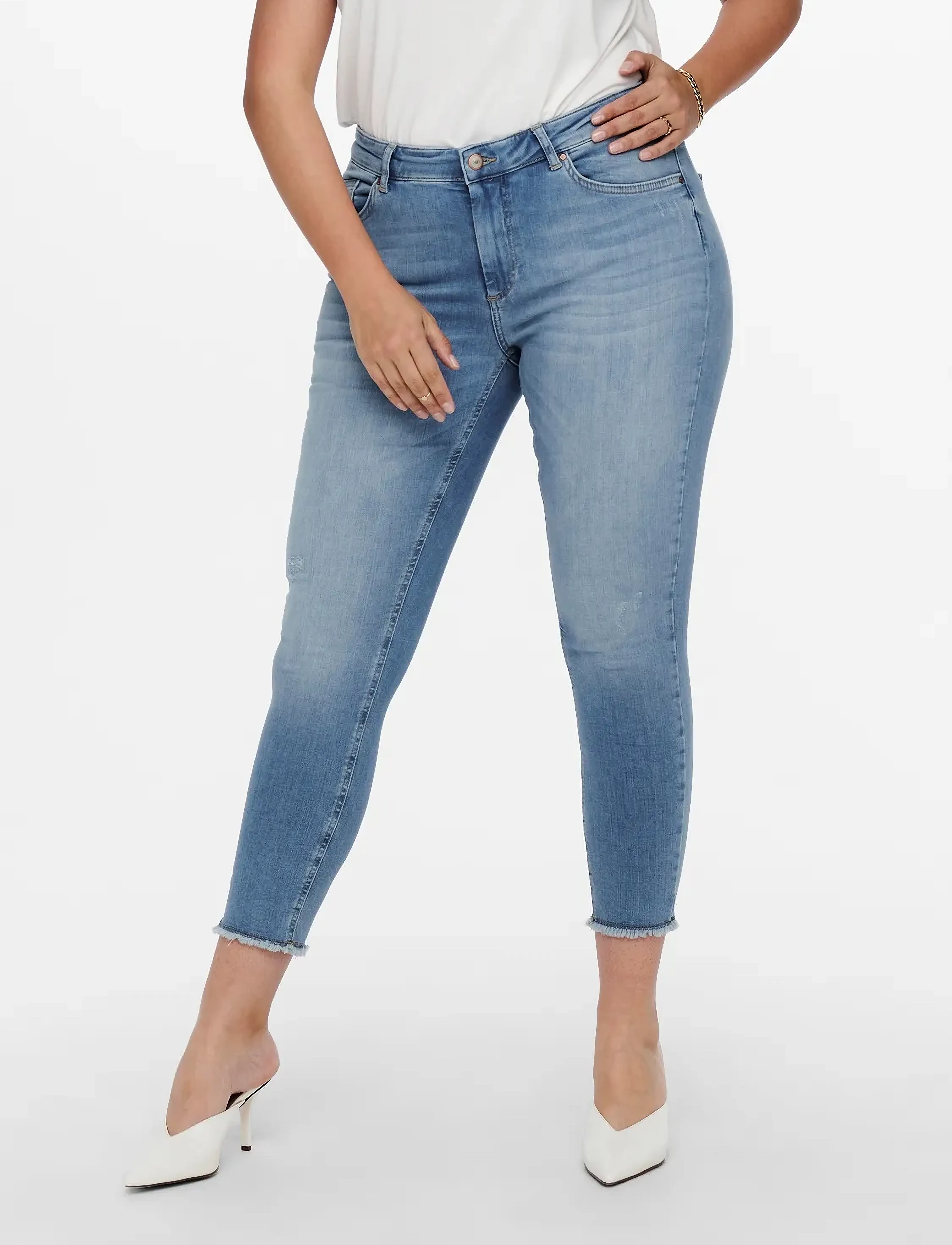 ONLY Carmakoma CARWILLY REG ANK SK JEANS REA1467 - Tøj - LIGHT BLUE DENIM / blue
