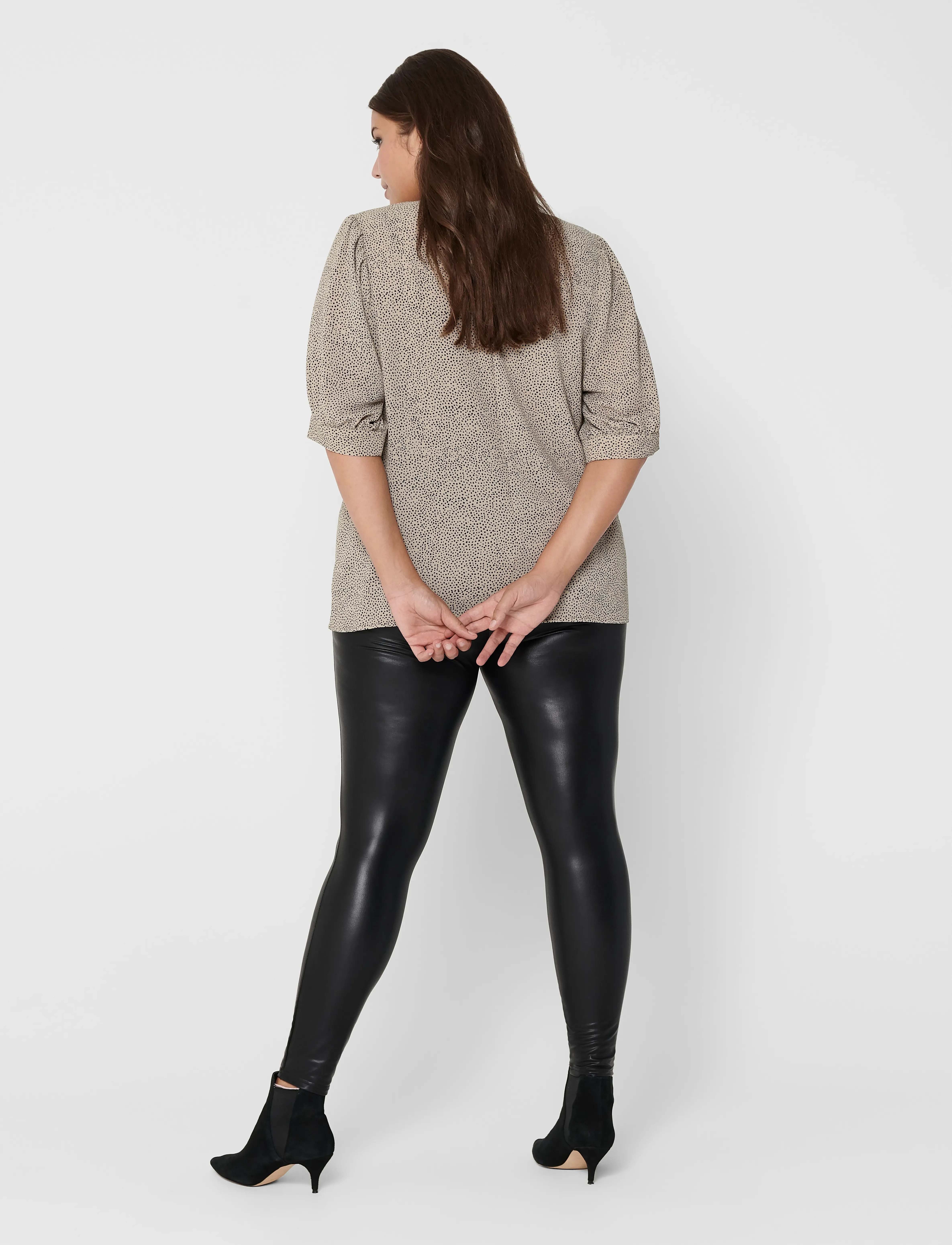 ONLY Carmakoma - CARROOL COATED LEGGING NOOS - lederhosen - black - 3