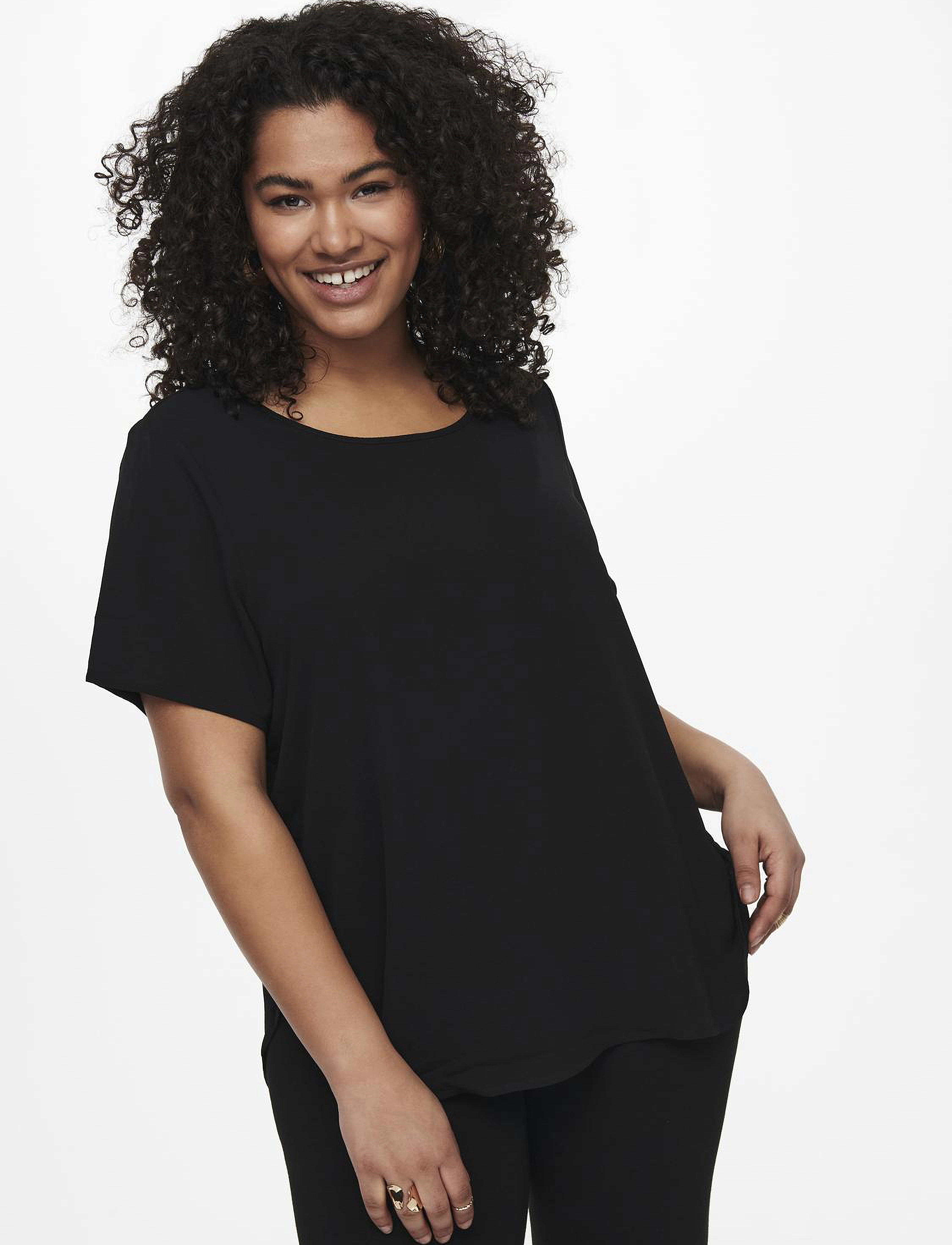 ONLY Carmakoma - CARVICA LIFE SS TOP WVN NOOS - black - 5