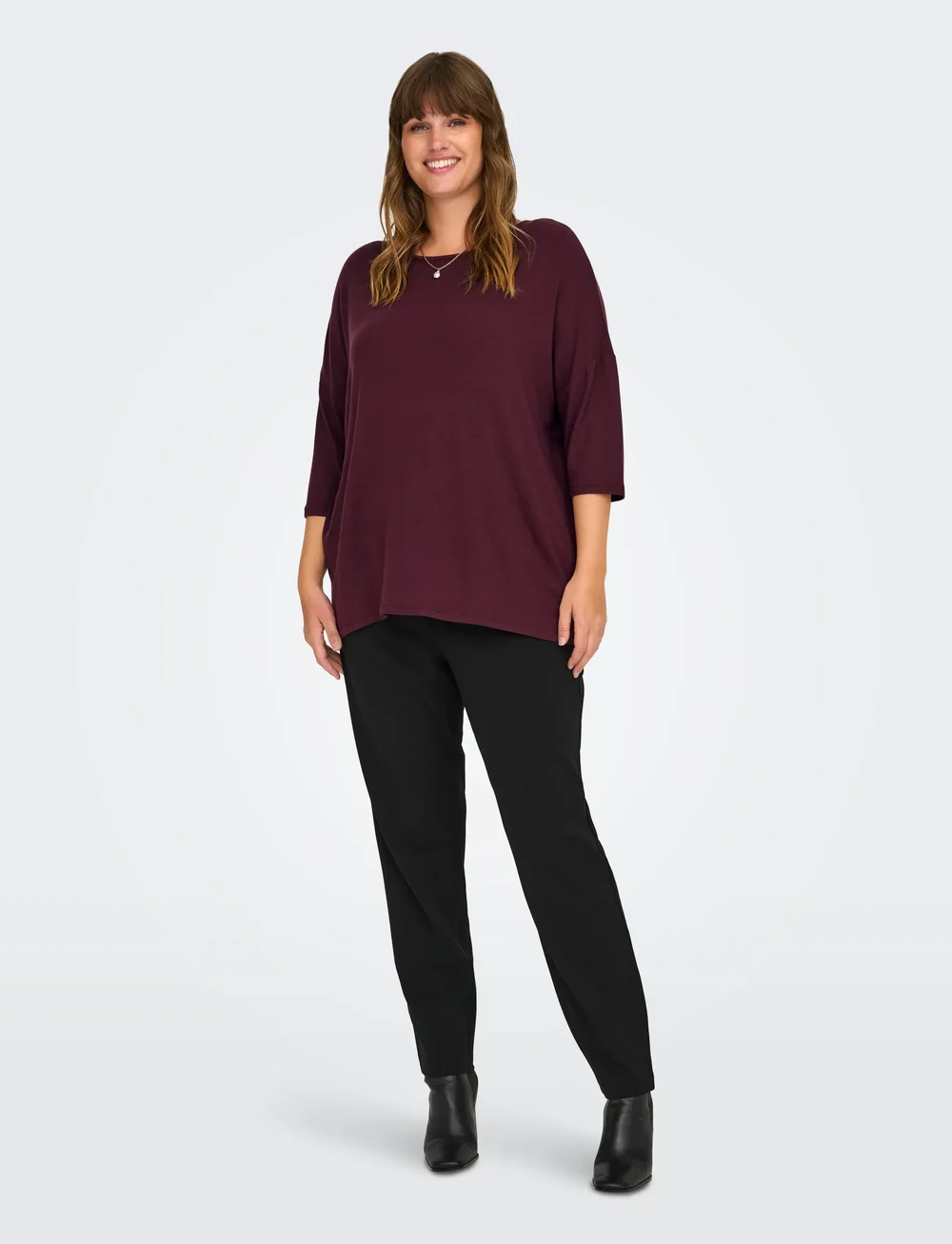 ONLY Carmakoma - CARLAMOUR 3/4 TOP JRS NOOS - langärmlige tops - winetasting - 0