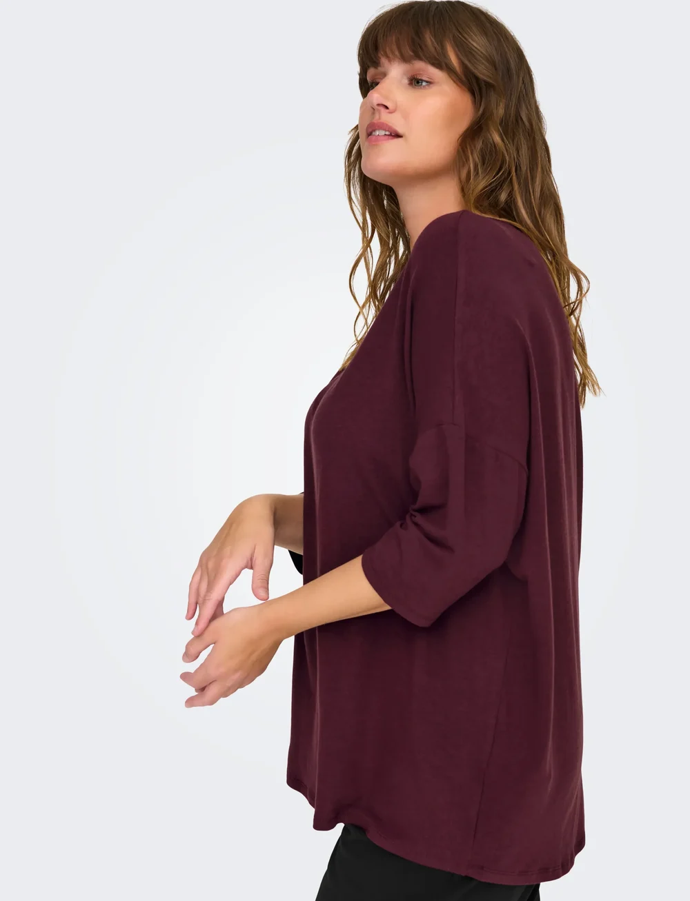 ONLY Carmakoma - CARLAMOUR 3/4 TOP JRS NOOS - langärmlige tops - winetasting - 4