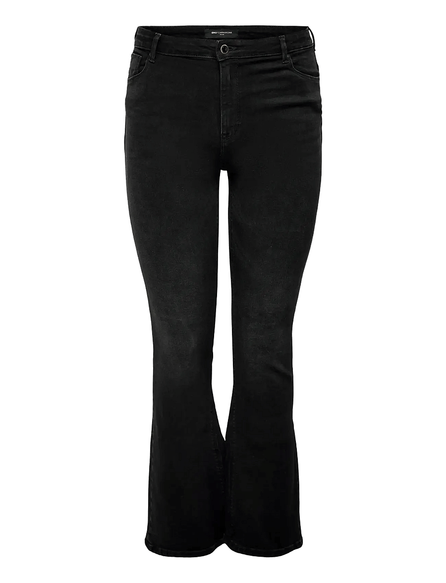 ONLY Carmakoma - CARSALLY HW FLARED JEANS BJ165 NOOS - jeans évasés - black - 1