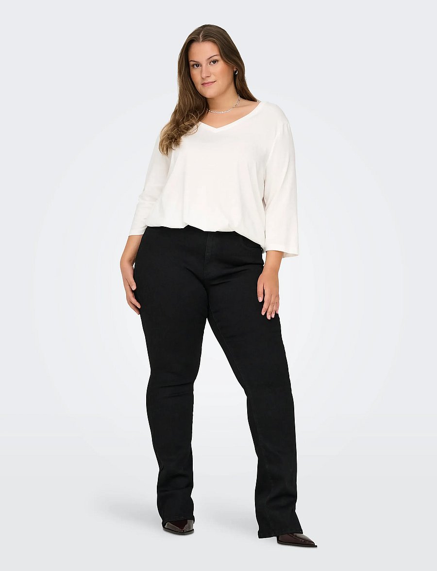 ONLY Carmakoma - CARSALLY HW FLARED JEANS BJ165 NOOS - jeans évasés - black - 4