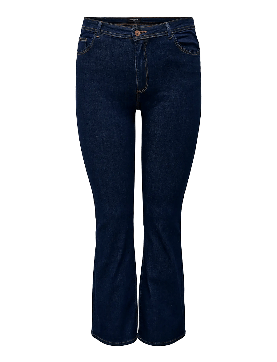 ONLY Carmakoma - CARSALLY HW FLARED JEANS DNM BJ370 NOOS - jeans évasés - dark blue denim - 1