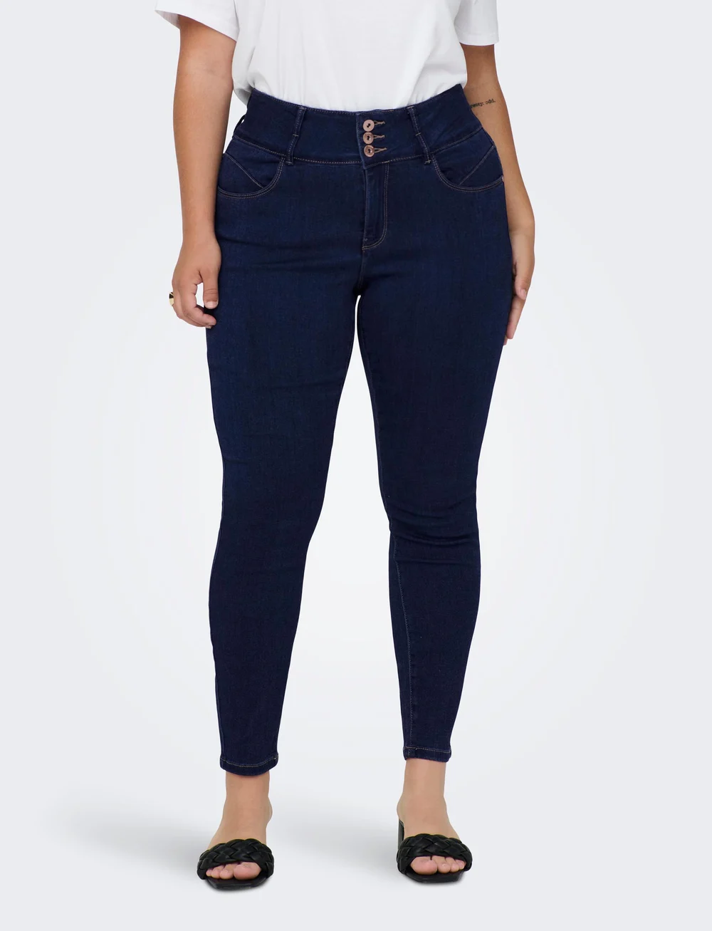 ONLY Carmakoma - CARANNA LIFE HW SK ANK DBD JEANS NOOS - skinny jeans - dark blue denim - 0