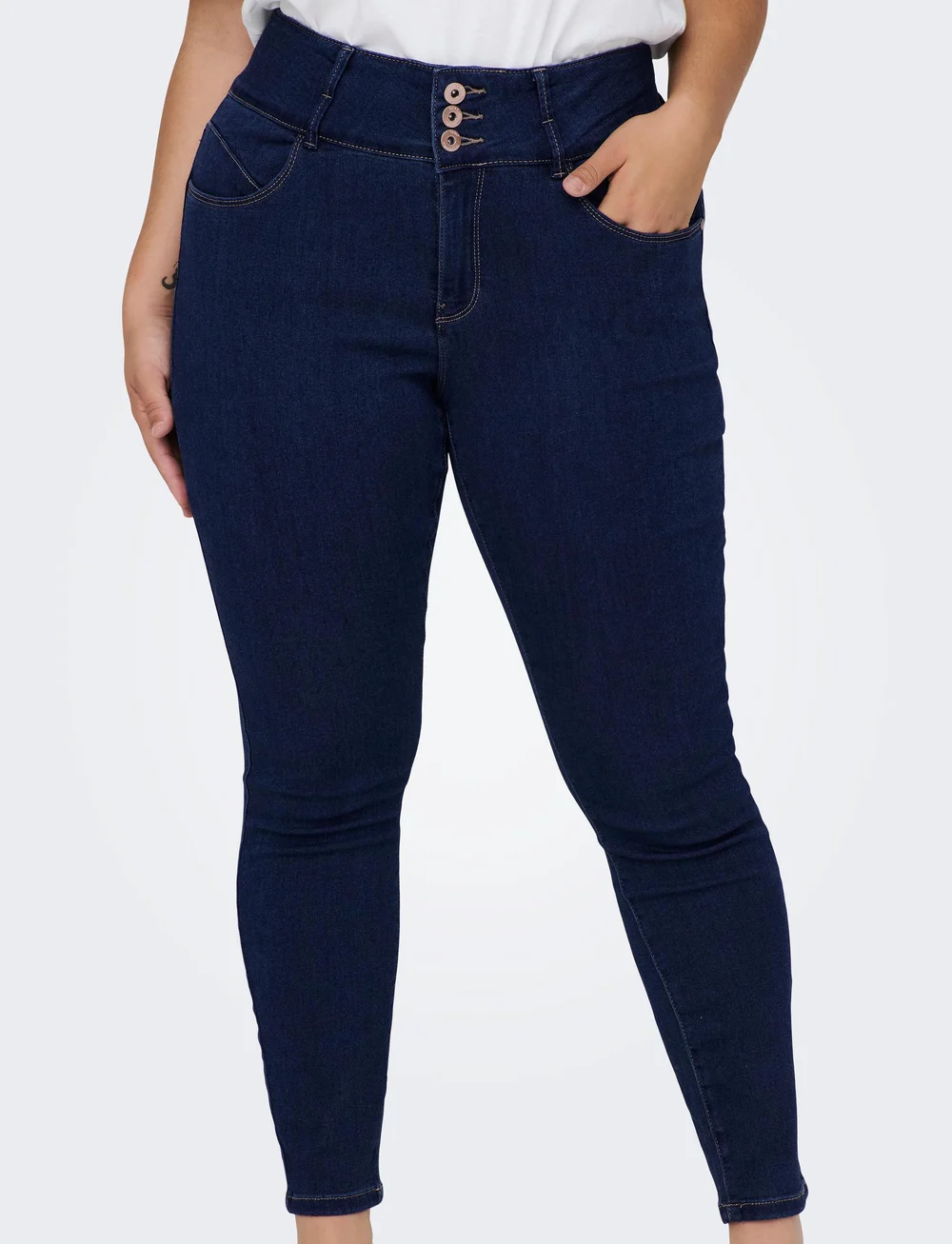 ONLY Carmakoma - CARANNA LIFE HW SK ANK DBD JEANS NOOS - skinny jeans - dark blue denim - 5