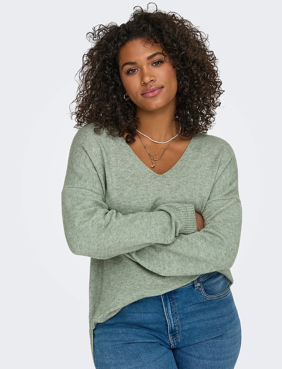 ONLY Carmakoma - CARMARGARETA LS PULLOVER KNT NOOS - pullover - basil - 4