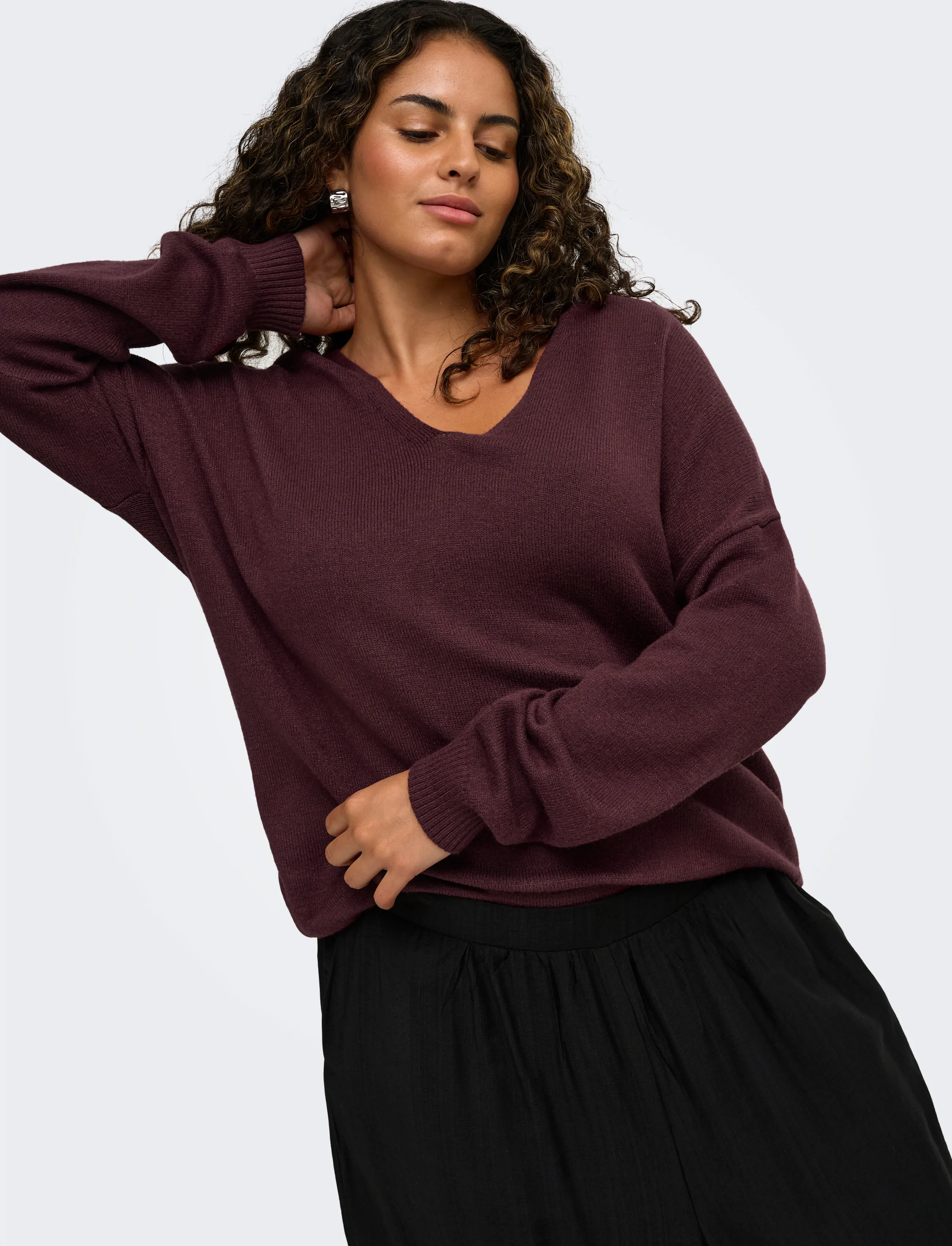 ONLY Carmakoma CARMARGARETA LS PULLOVER KNT NOOS - Fødselsdag - FIG / burgundy
