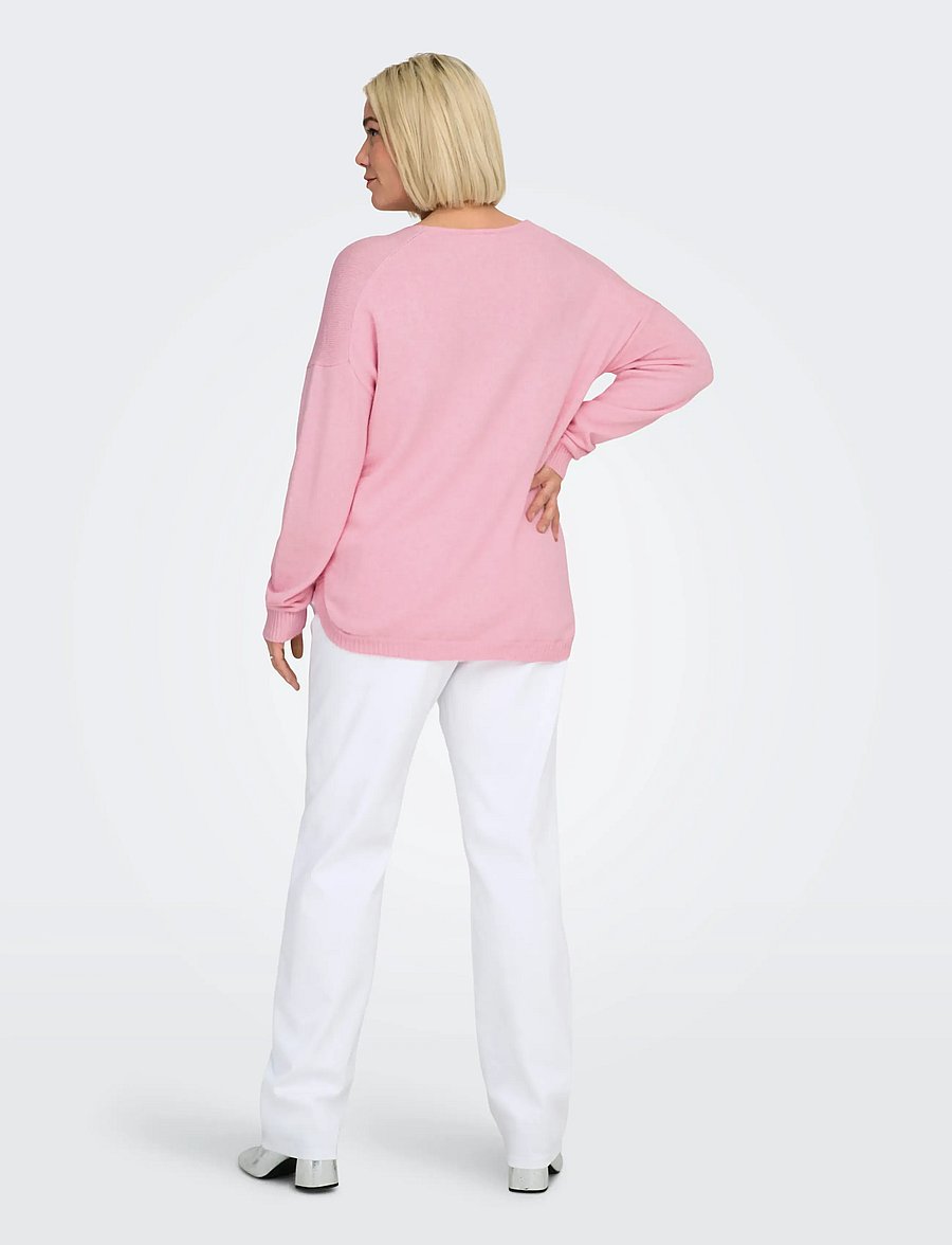 ONLY Carmakoma - CARMARGARETA LS PULLOVER KNT NOOS - striktrøjer - light pink - 3