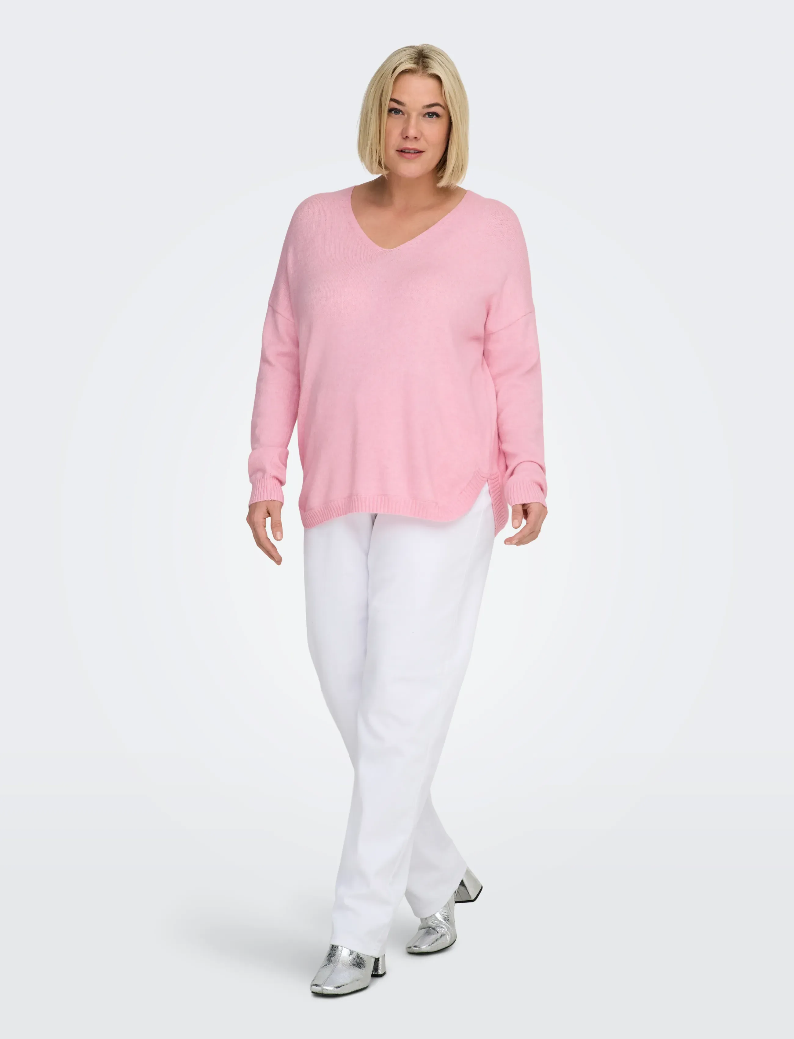 ONLY Carmakoma - CARMARGARETA LS PULLOVER KNT NOOS - striktrøjer - light pink - 4