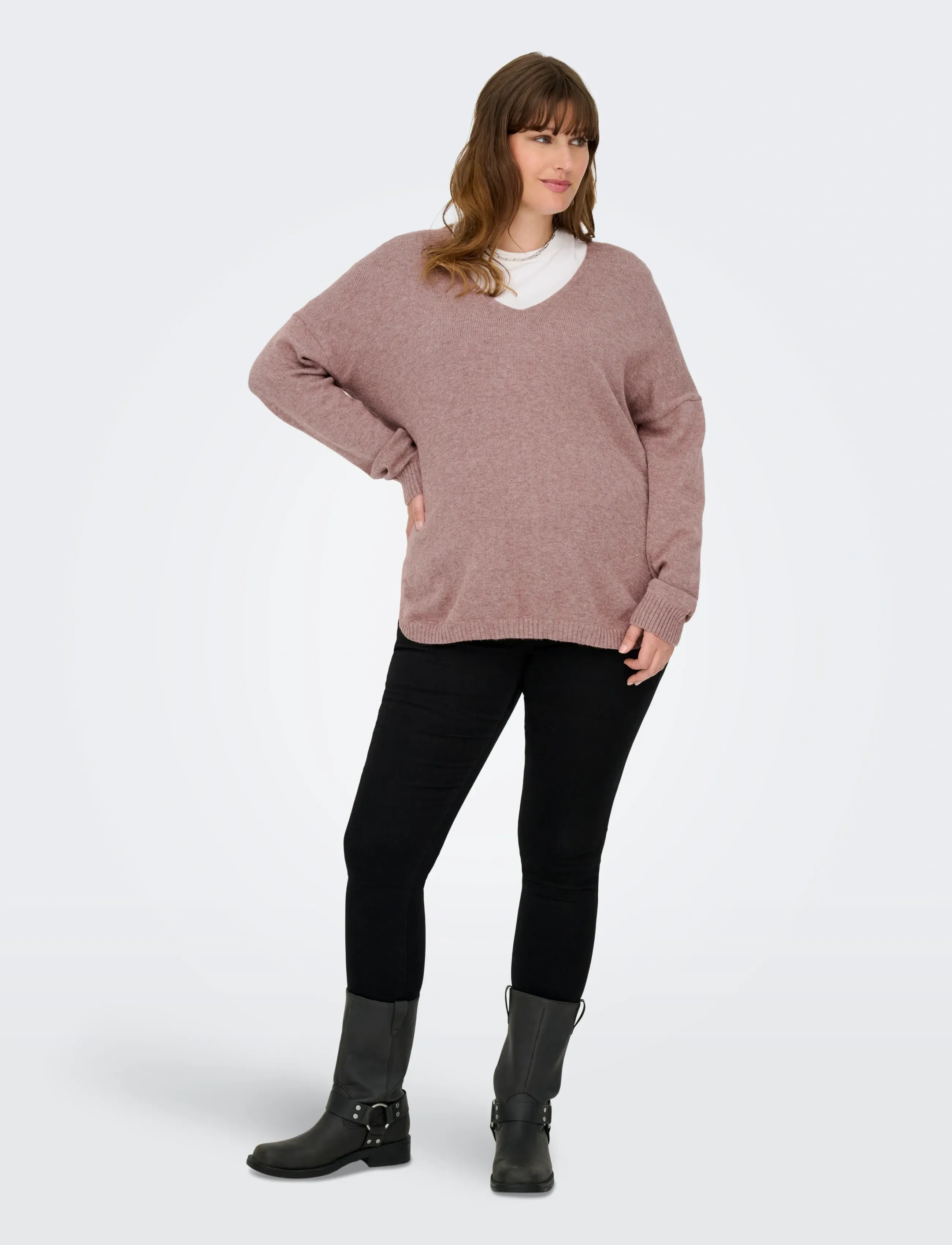 ONLY Carmakoma - CARMARGARETA LS PULLOVER KNT NOOS - sviitrid - rose brown - 4