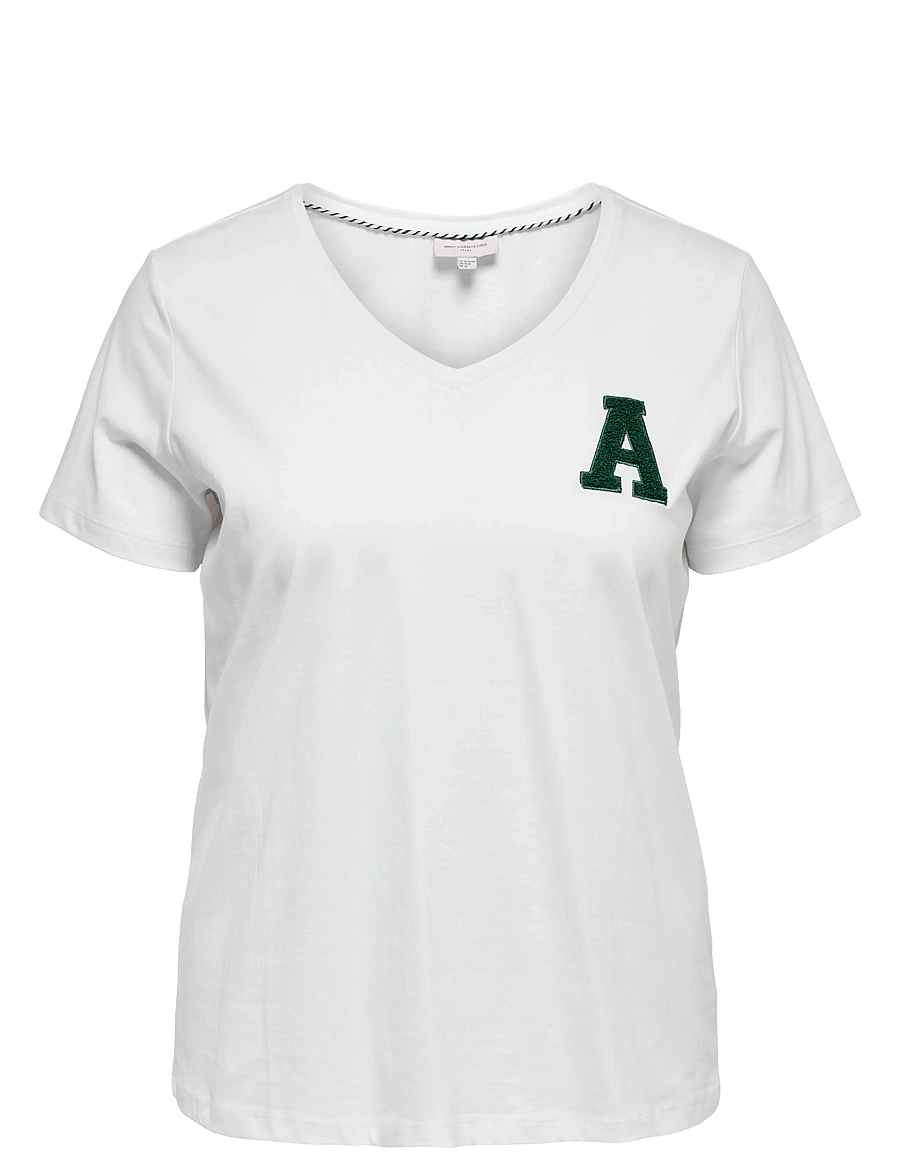 ONLY Carmakoma - CARELODIE SS V-NECK TEE JRS - rudens drabužiai - bright white - 1