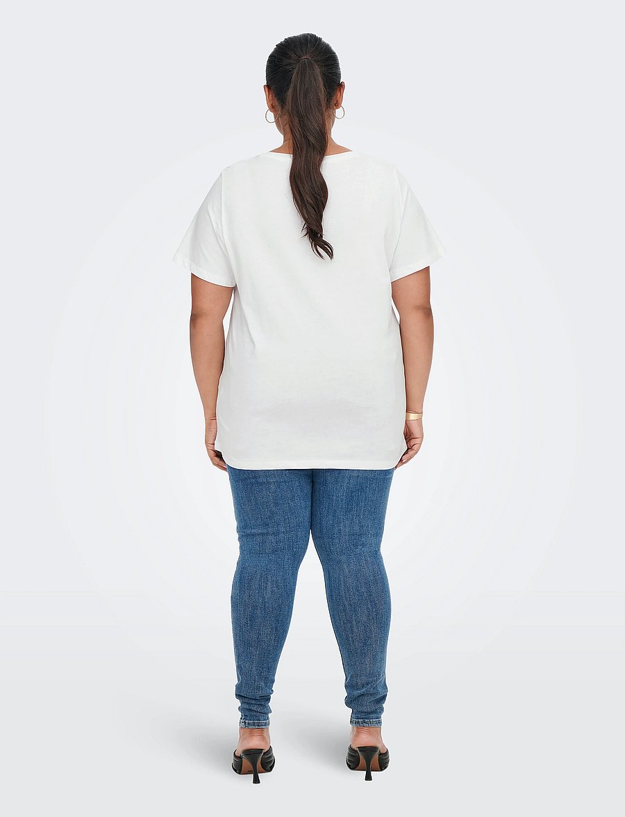ONLY Carmakoma - CARELODIE SS V-NECK TEE JRS - rudens drabužiai - bright white - 3