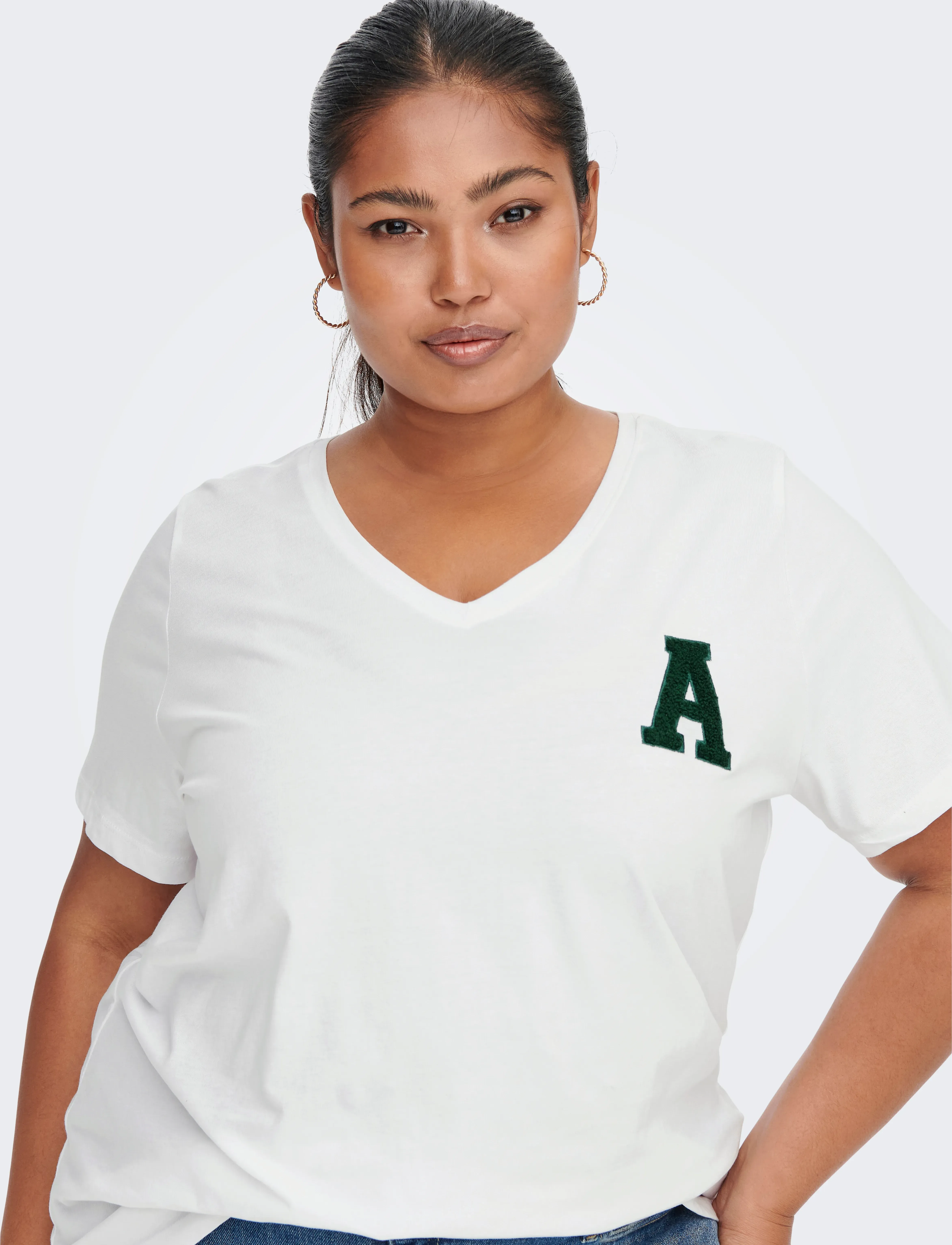 ONLY Carmakoma - CARELODIE SS V-NECK TEE JRS - kurzärmelige - bright white - 5