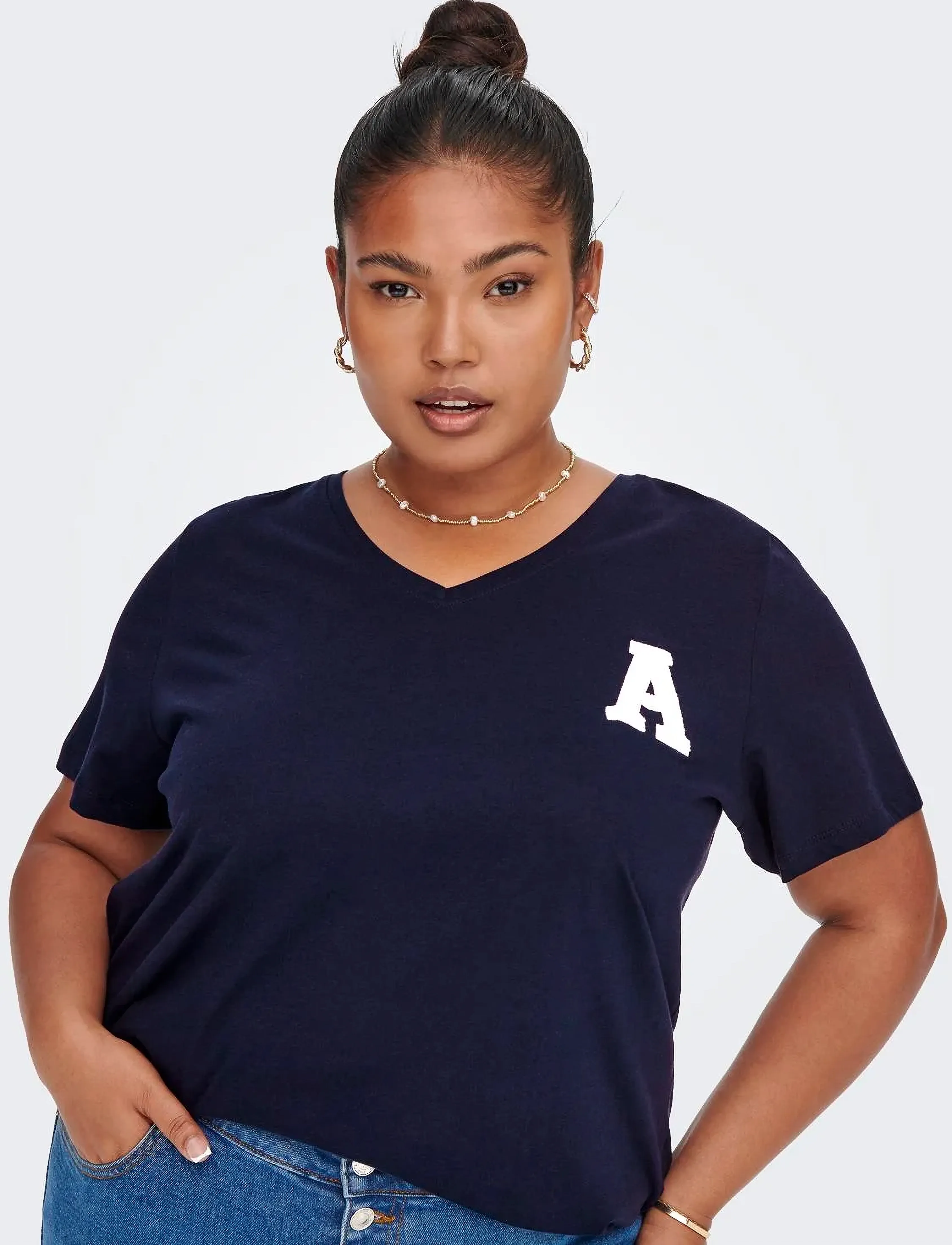 ONLY Carmakoma - CARELODIE SS V-NECK TEE JRS - kortærmede t-shirts - maritime blue - 5