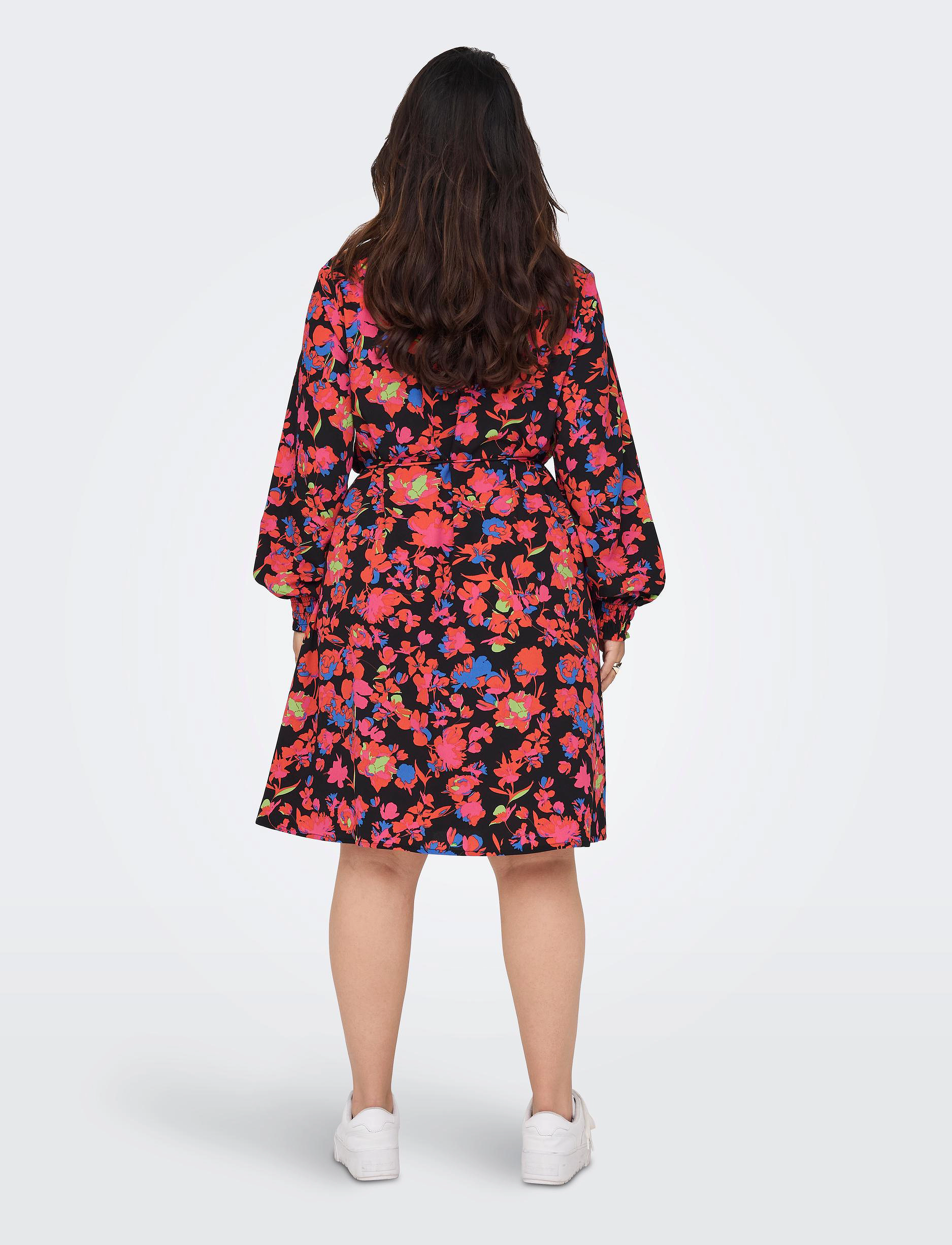 ONLY Carmakoma - CARNALA LIFE LS V-NECK KNEE DRESS AOP - black - 3