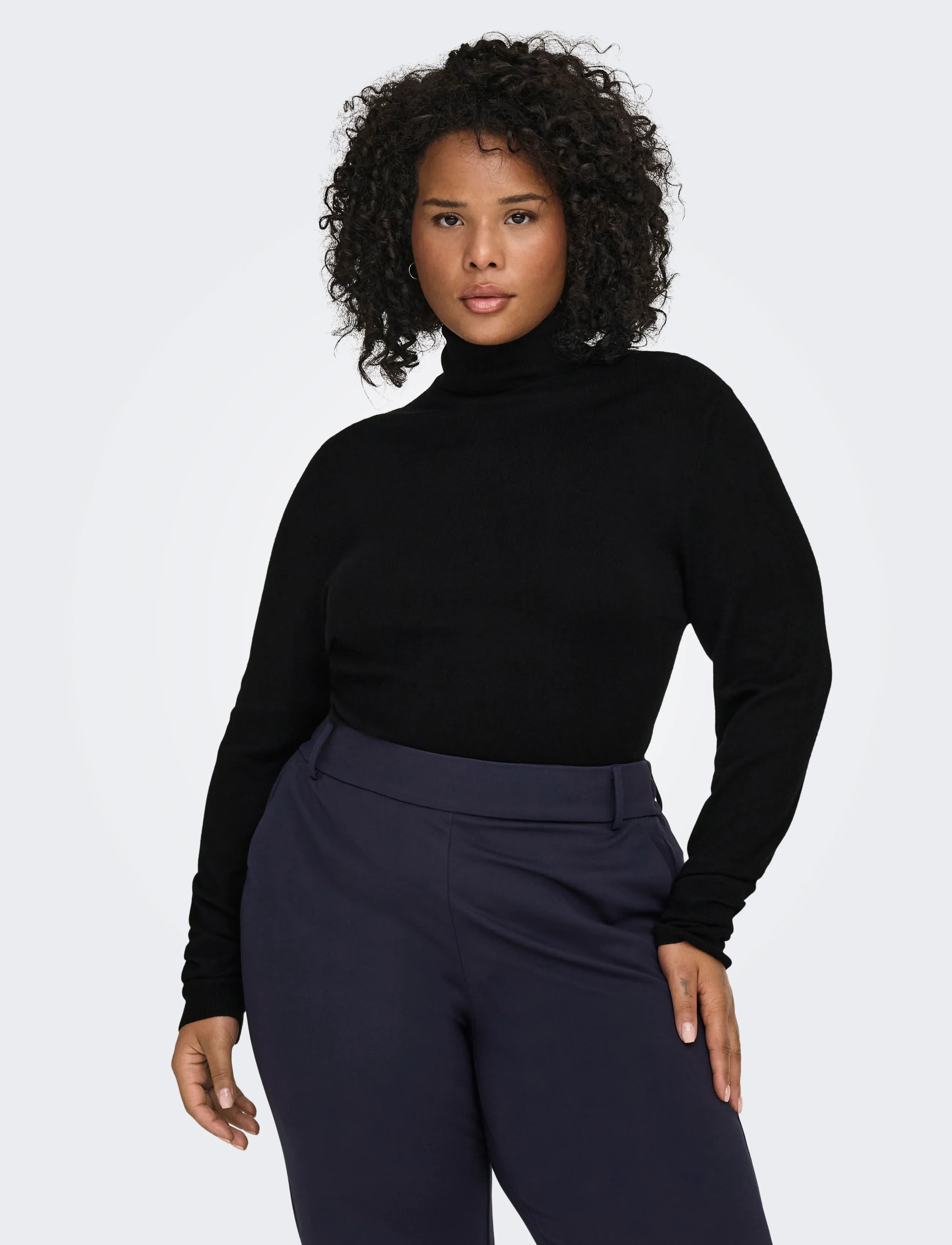 ONLY Carmakoma Carvenice Ls Roll Pullover Noos, 54, Black, Strik > Rullekrave, Dame
