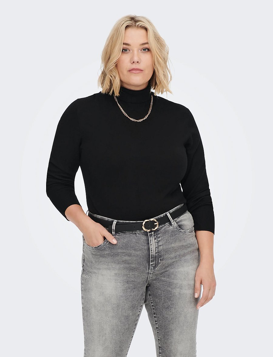 ONLY Carmakoma - CARVENICE LS ROLL PULLOVER NOOS - black - 0