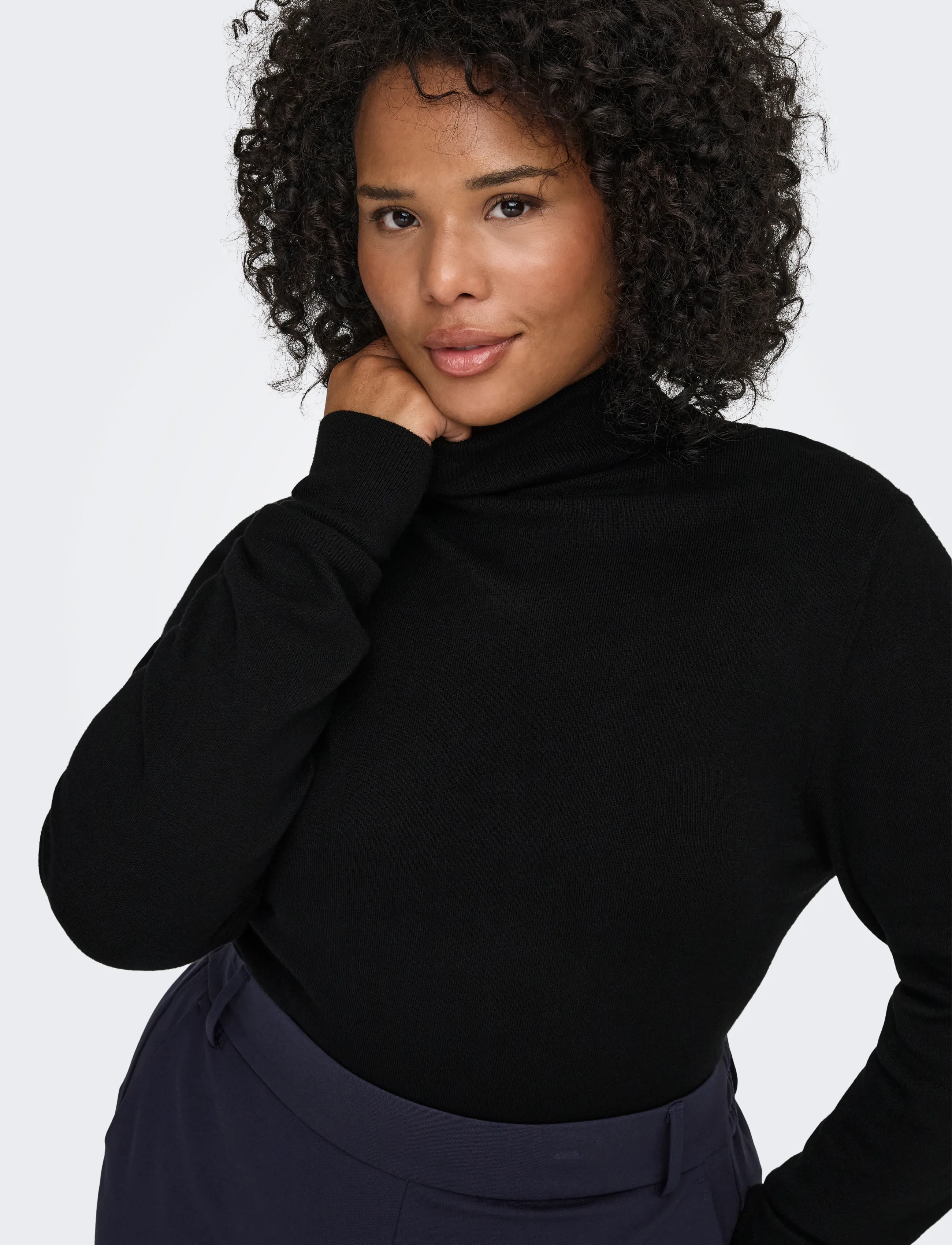ONLY Carmakoma CARVENICE LS ROLL PULLOVER NOOS - Geburtstag - BLACK / black