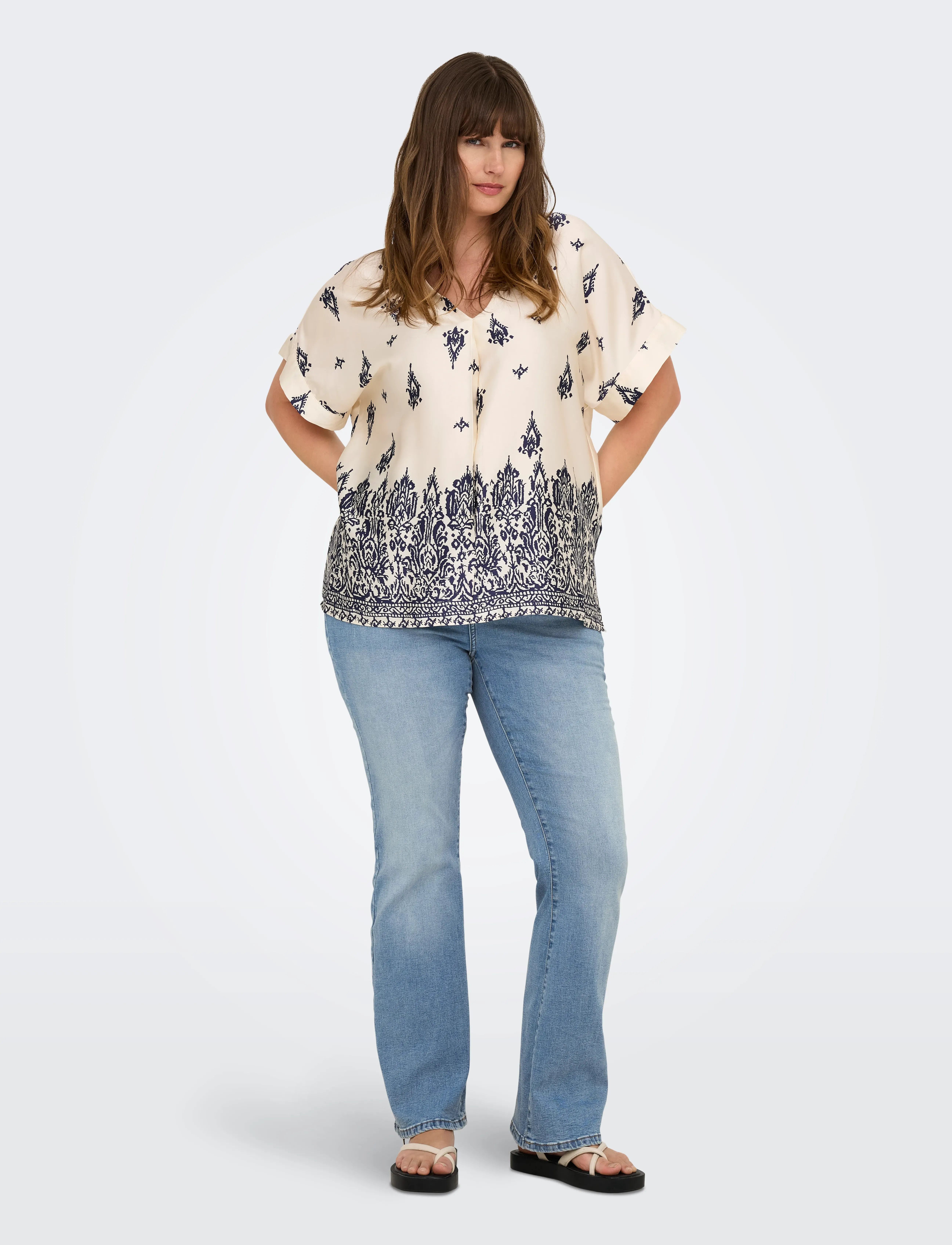 ONLY Carmakoma CARSALLY HW SK FLARED DNM BJ759 NOOS - Transitional Layering - LIGHT MEDIUM BLUE DENIM / blue