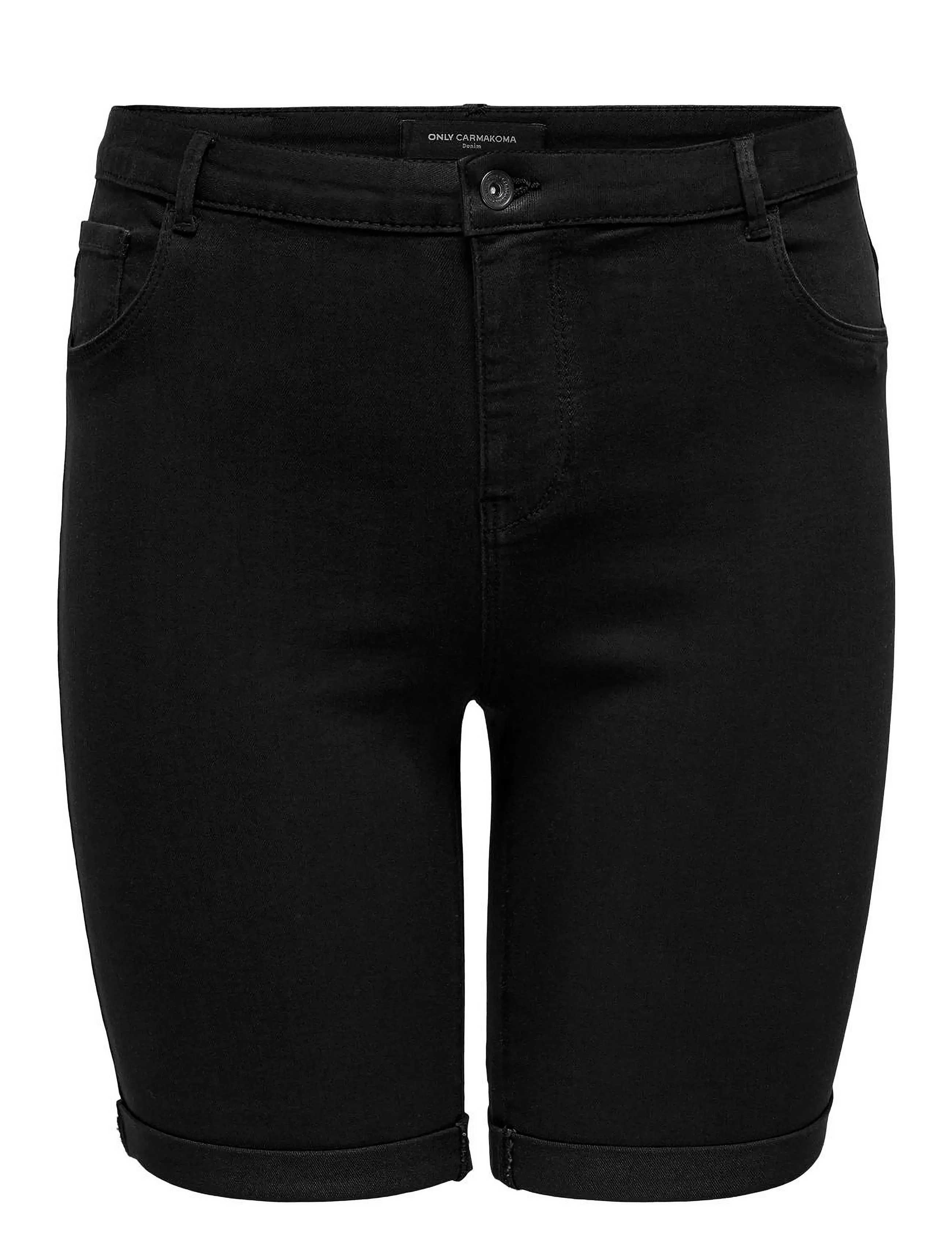 ONLY Carmakoma CARTHUNDER LIFE REG LONG SHORTS DNM NOOS - Tøj - BLACK / black