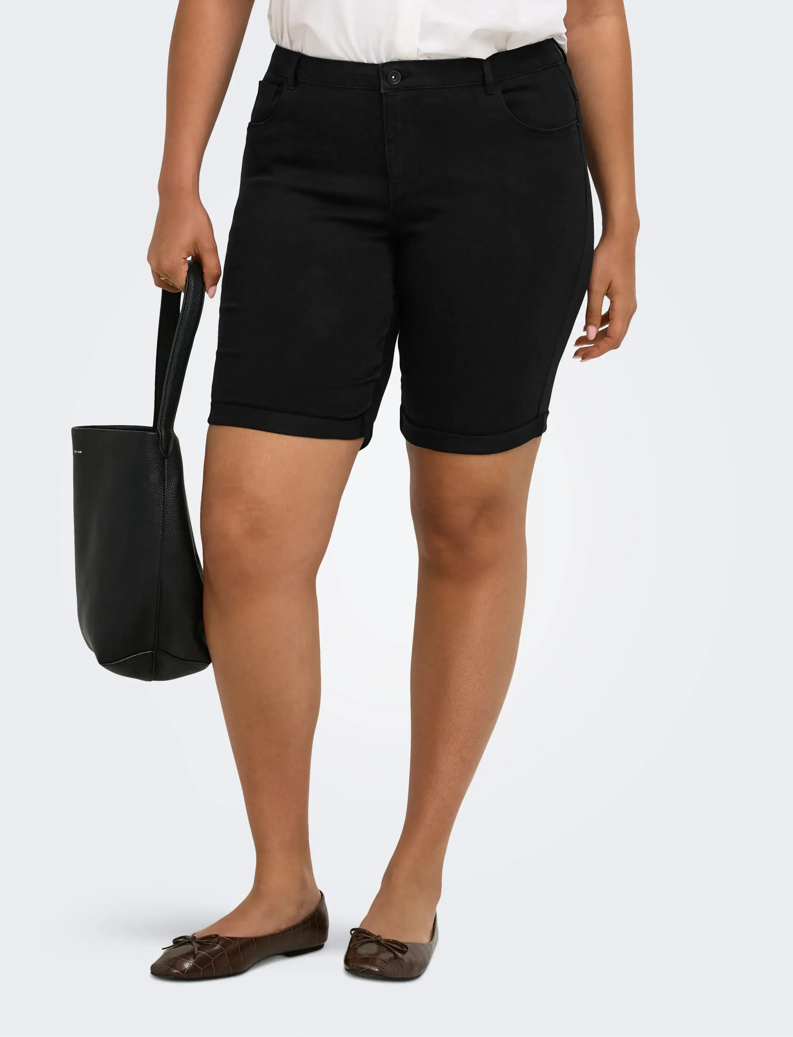 ONLY Carmakoma Carthunder Life Reg Long Shorts Dnm Noos, 42, Shorts, Schwarz - Denim Frauen