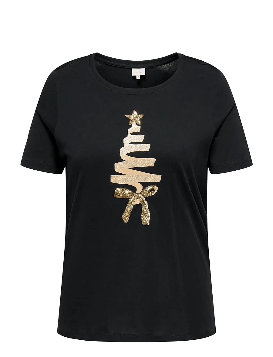 ONLY Carmakoma - CARXMAS YRSA O-NECK SS REG TEE JRS - t-shirts - black - 1
