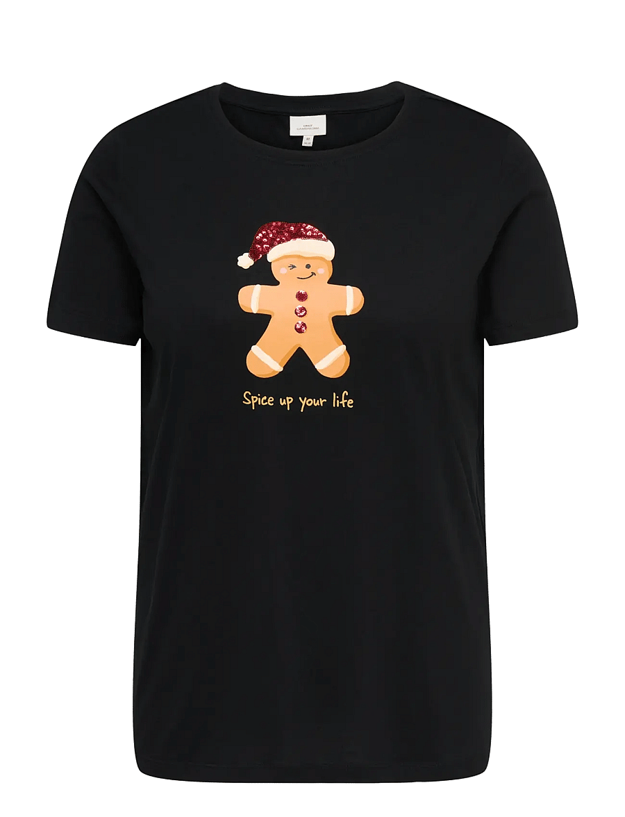 ONLY Carmakoma - CARXMAS YRSA O-NECK SS REG TEE JRS - t-shirts - black - 0