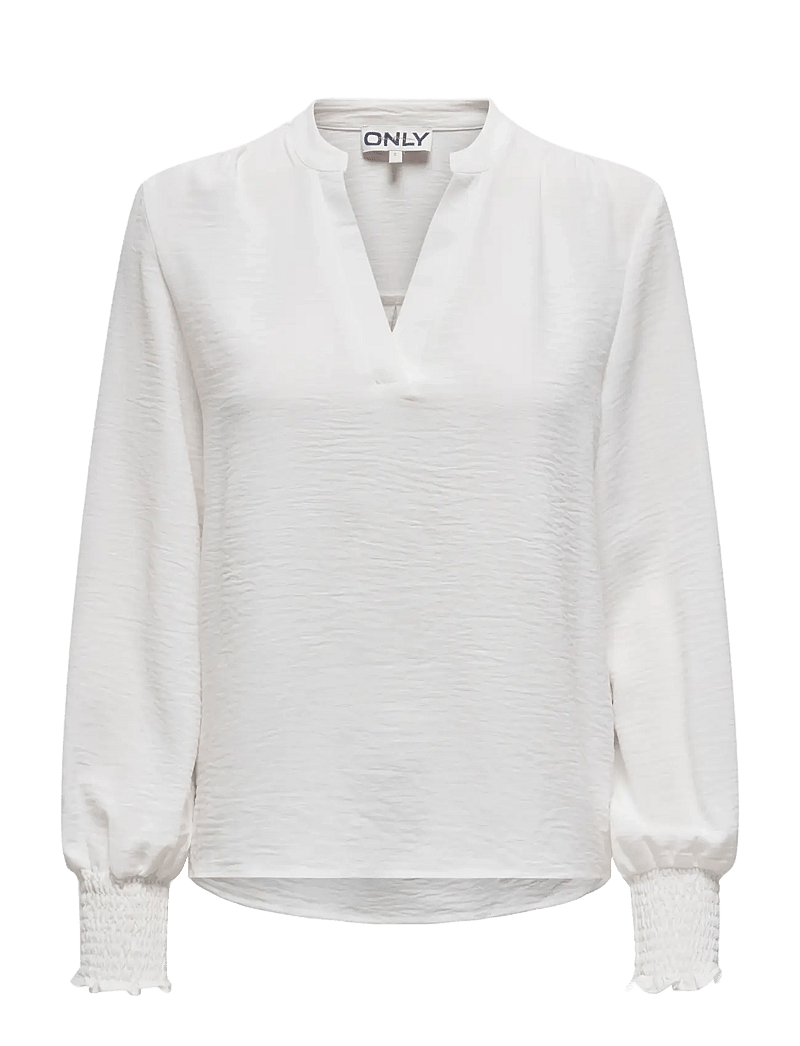 ONLY Carmakoma - CARMETTA LIFE V-NECK LS TOP WVN NOOS - langärmlige blusen - cloud dancer - 1