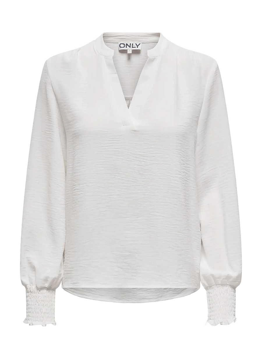 ONLY Carmakoma - CARMETTA L/S V-NECK TOP WVN NOOS - pikkade varrukatega pluusid - cloud dancer - 1