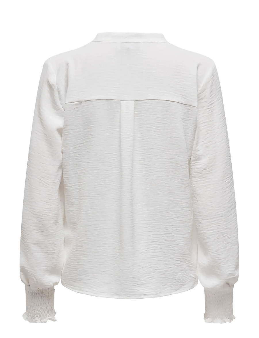 ONLY Carmakoma - CARMETTA L/S V-NECK TOP WVN NOOS - pikkade varrukatega pluusid - cloud dancer - 2