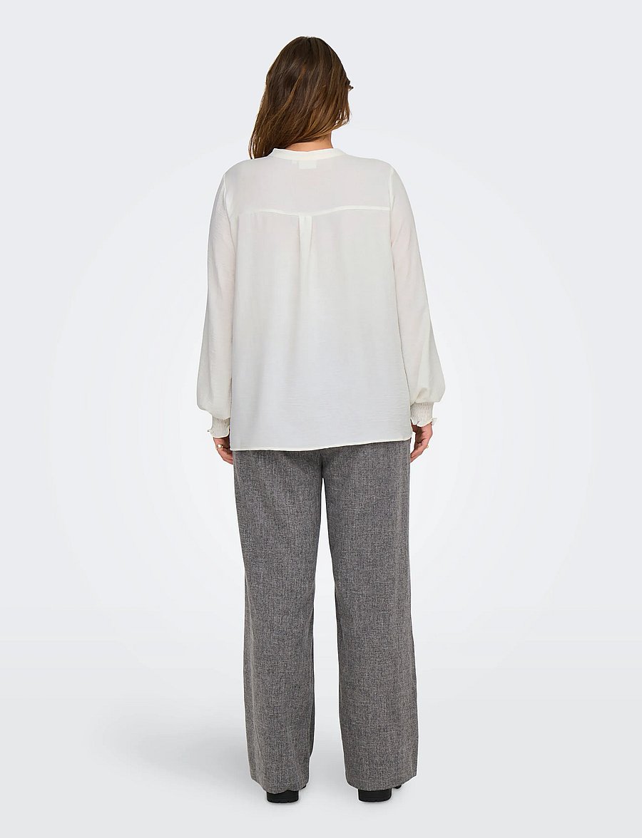 ONLY Carmakoma - CARMETTA L/S V-NECK TOP WVN NOOS - pikkade varrukatega pluusid - cloud dancer - 3