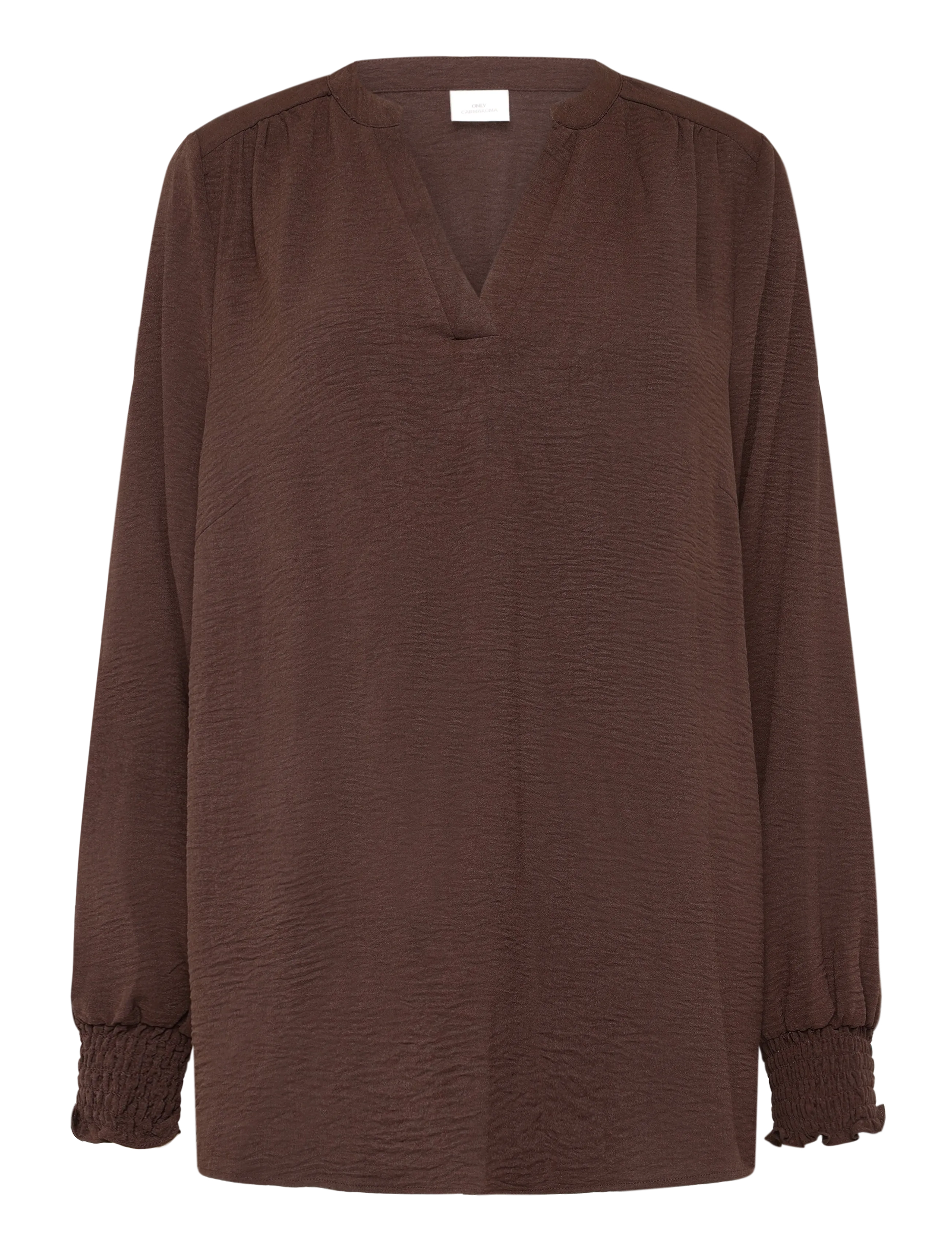 ONLY Carmakoma CARMETTA L/S V-NECK TOP WVN NOOS - Blusen - COFFEE BEAN / brown