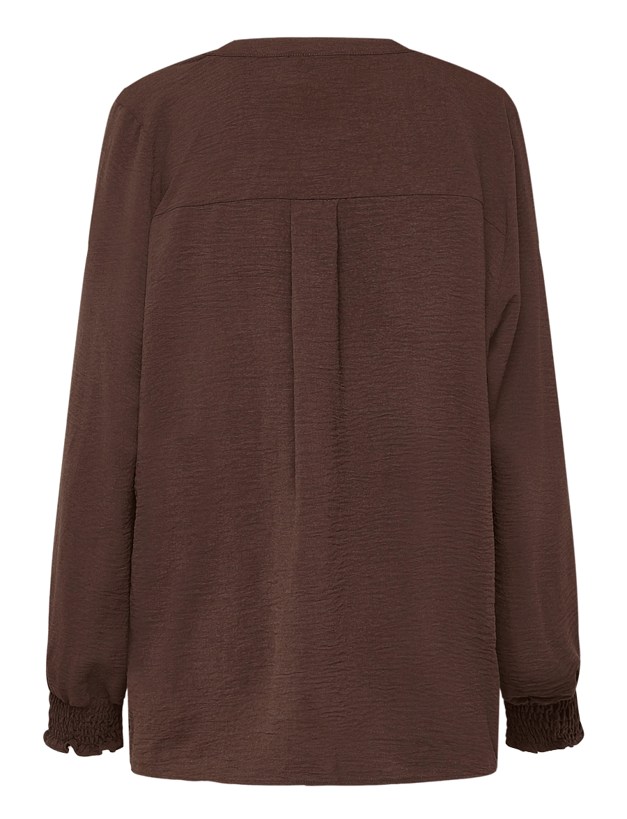 ONLY Carmakoma - CARMETTA L/S V-NECK TOP WVN NOOS - langärmelige blusen - coffee bean - 1
